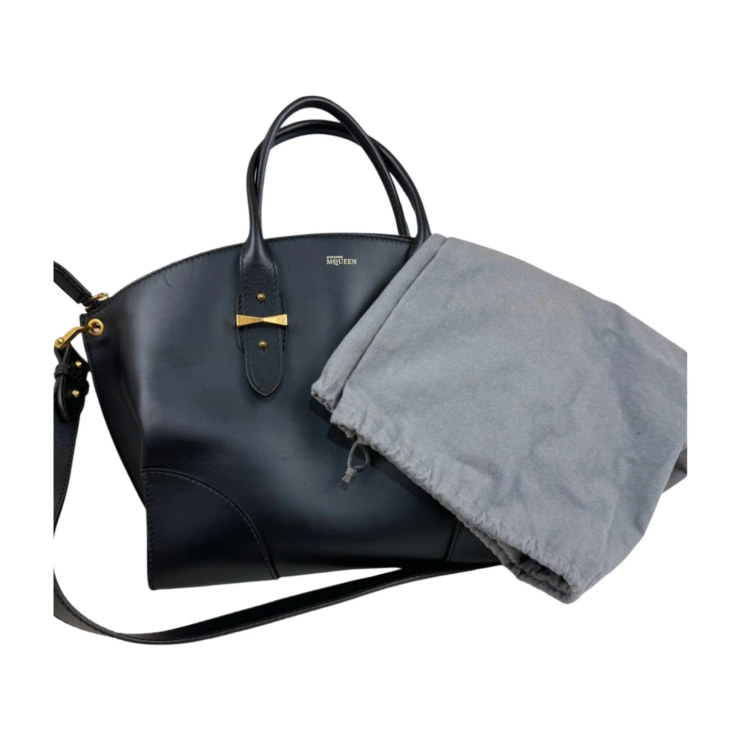 Alexander McQueen | Black Leather Zip Tote With Strap (Excellent Condition) - Image 6