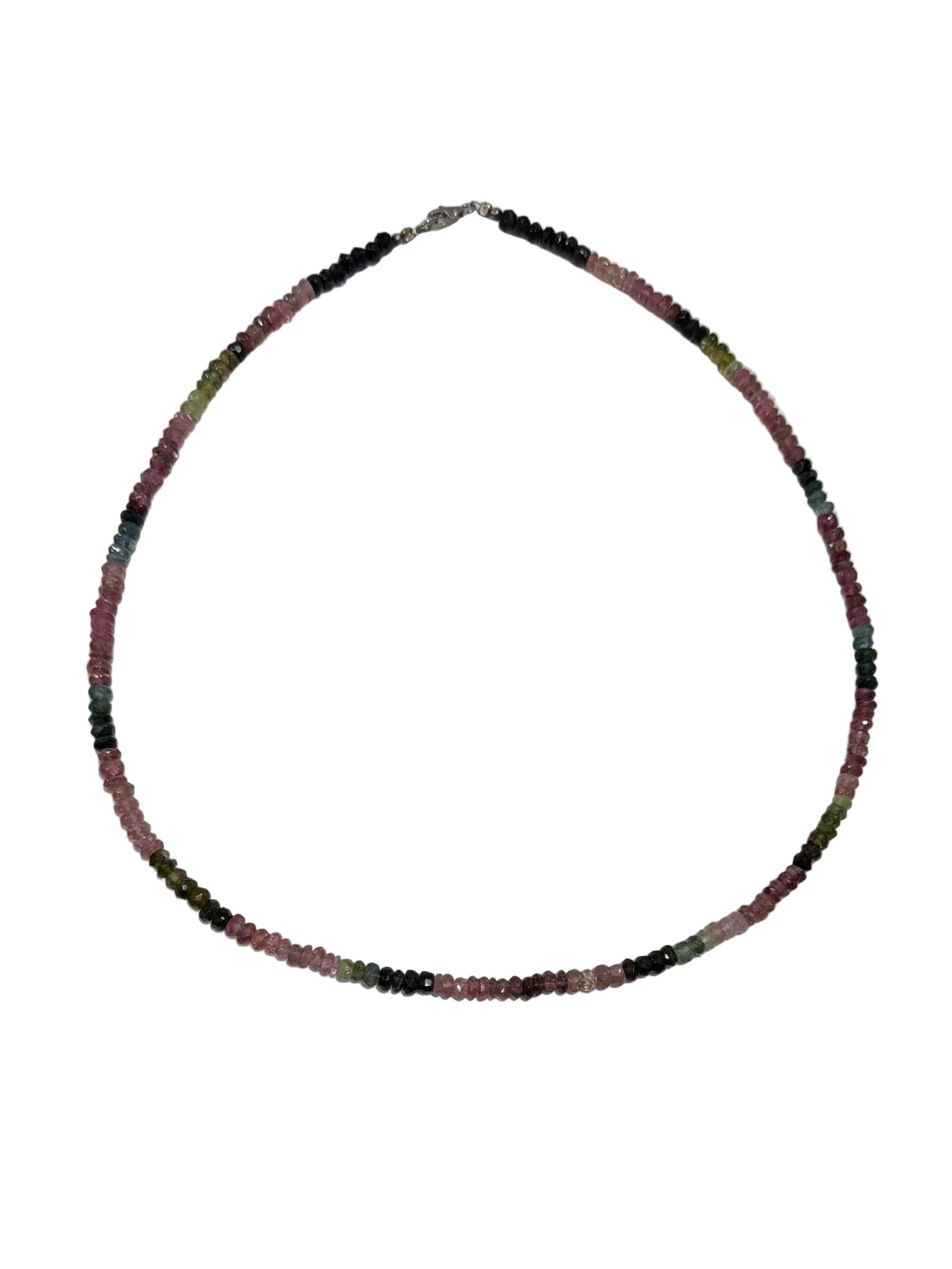 Beaded Pink and Green Tourmaline Necklace - HV