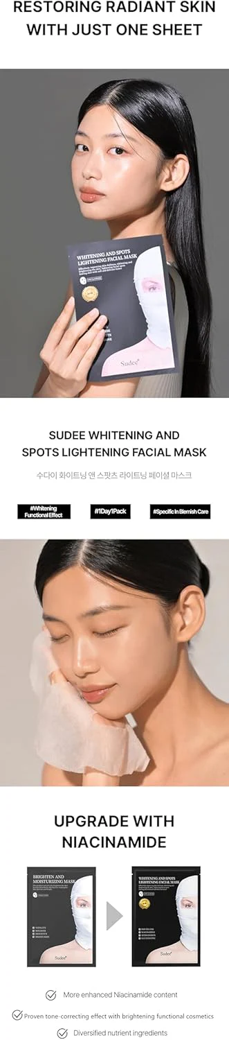 Brightening & Even Tone Facial Mask with Niacinamide - Visibly Radiant Complexion Daily Gentle Care for All Skin Types Korean Skincare 5 Sheets Per Box, 30g Each - Image 9