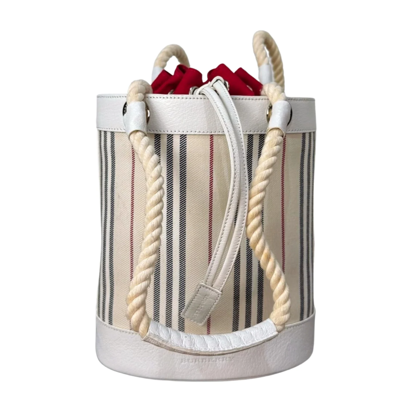 Burberry - Rope Handles Bucket Handbag in White Leather (Excellent Condition) - CONS - Image 2