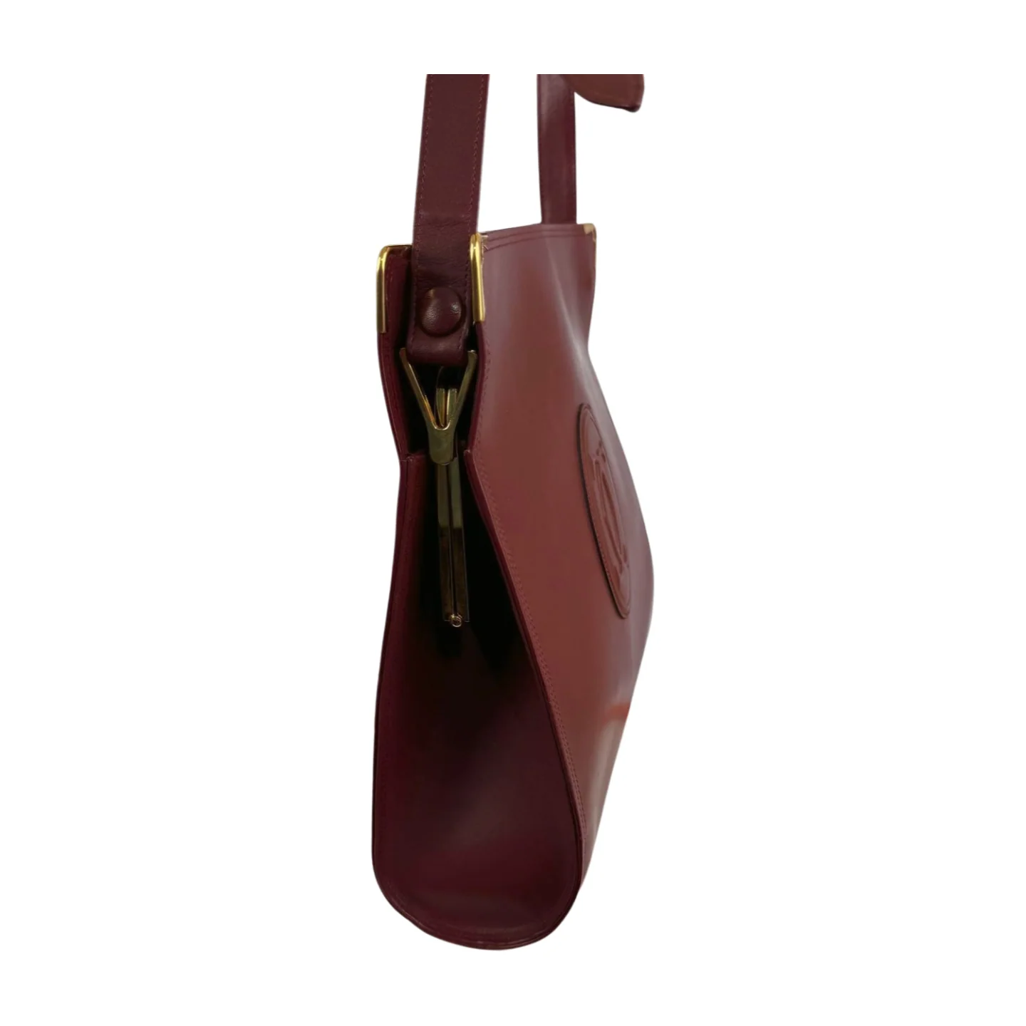 Cartier | Kiss-Lock Shoulder Bag in Burgundy Leather (Excellent Condition) - Image 3