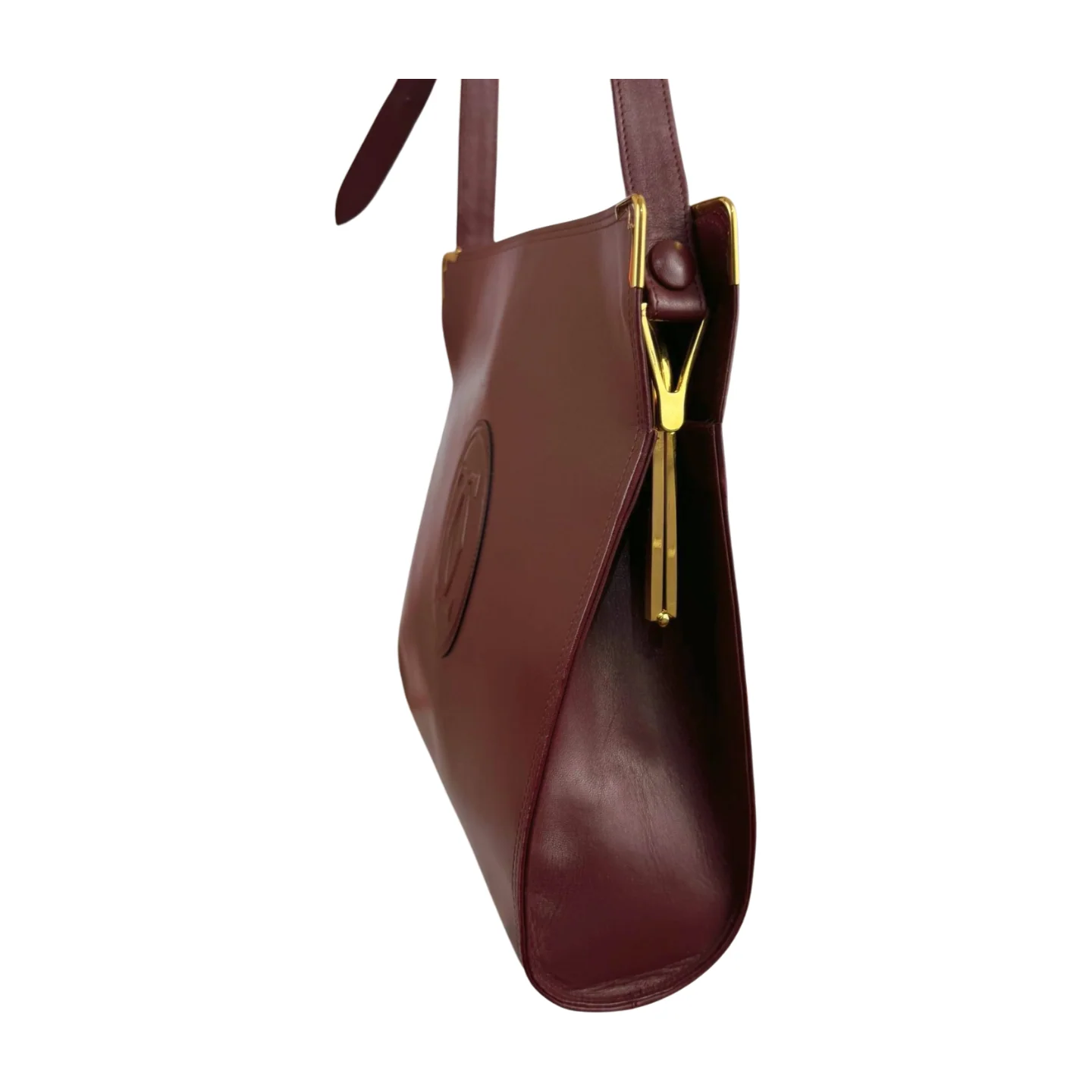 Cartier | Kiss-Lock Shoulder Bag in Burgundy Leather (Excellent Condition) - Image 4