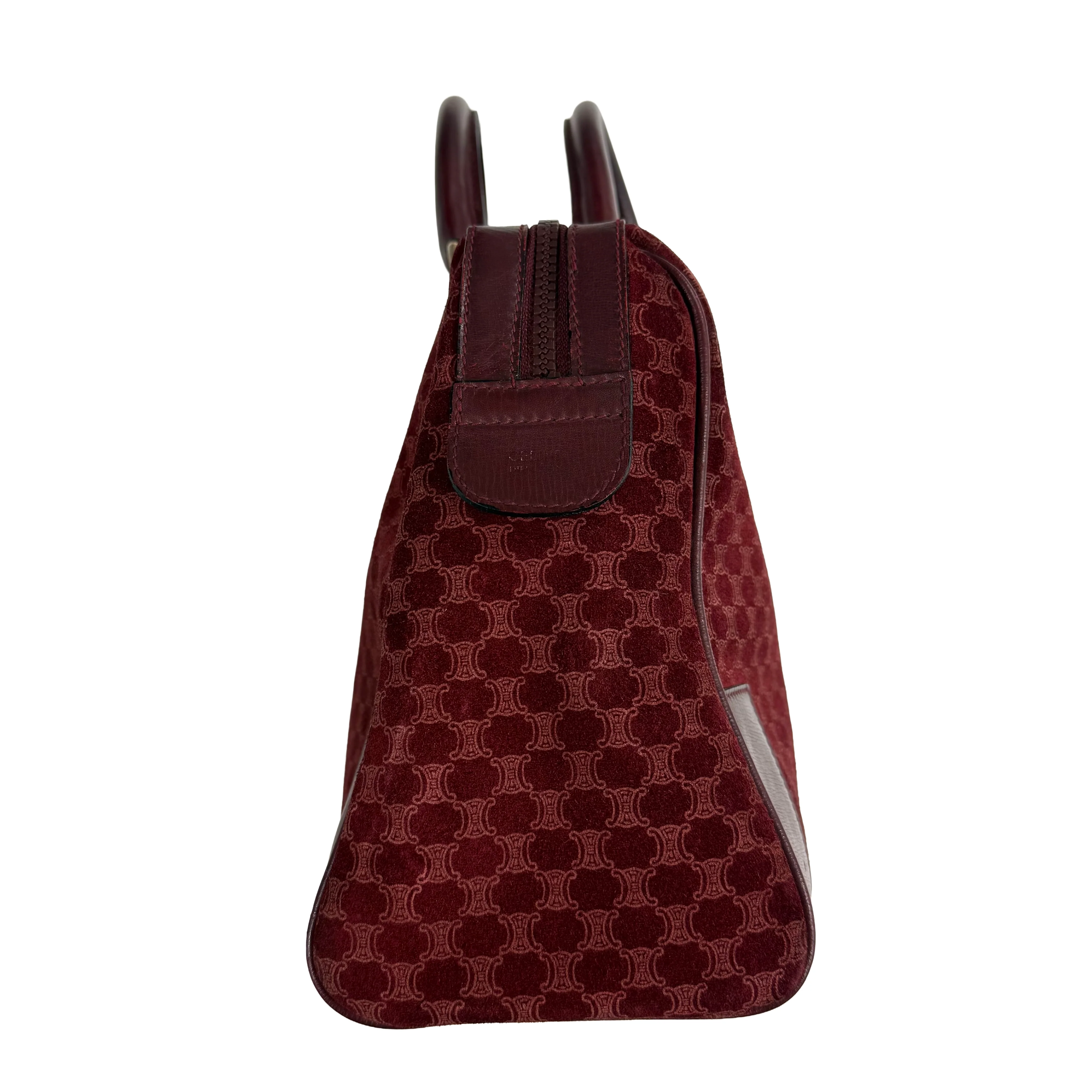 Celine | Boston Handbag – Burgundy Suede & Leather Trim (Good Condition) - Image 3