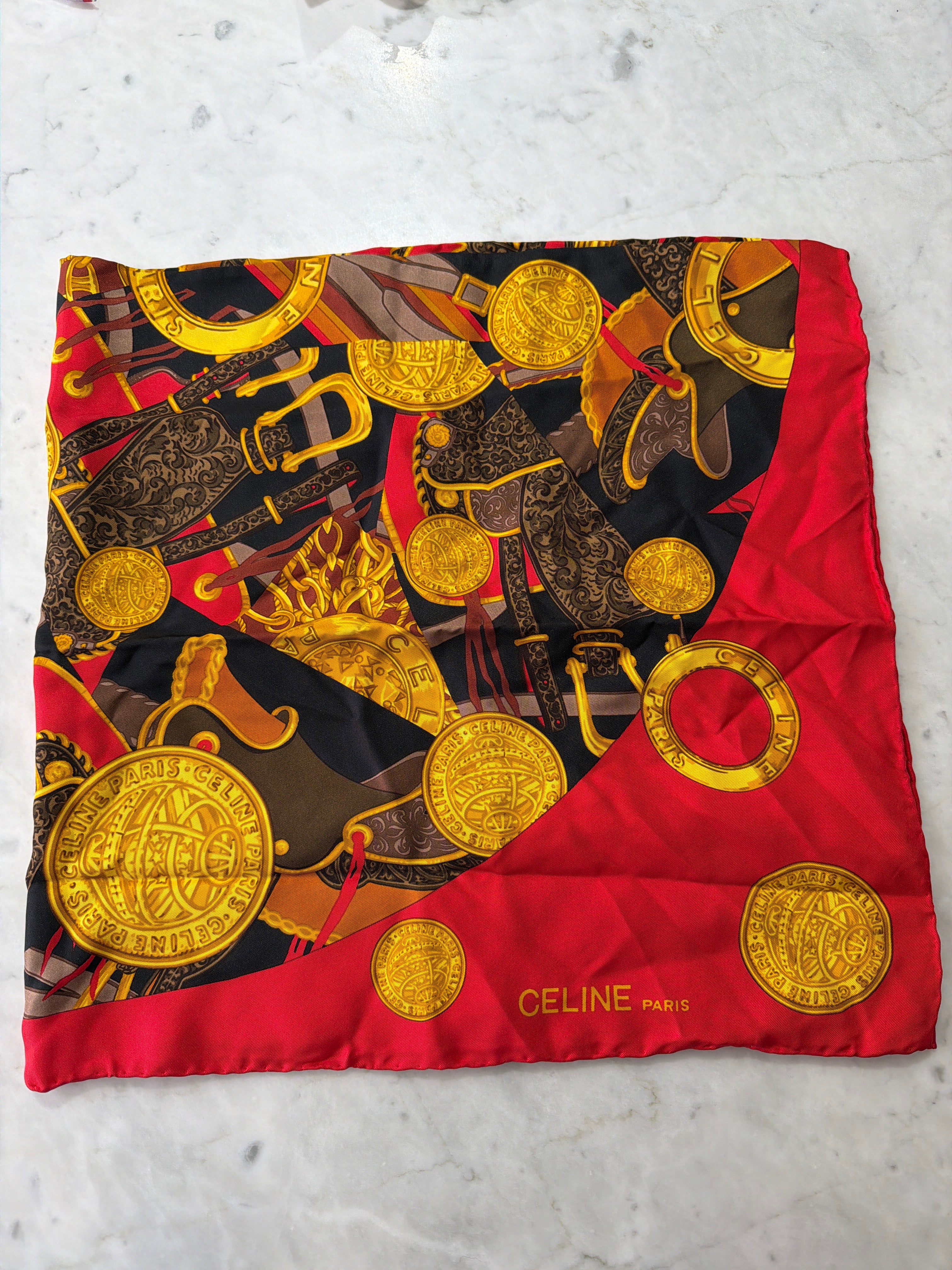 Celine | Buckle Print Silk Scarf