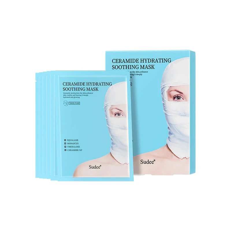 CERAMIDE HYDRATING SOOTHING MASK - Intense Moisture Barrier Support Calming for Sensitive Skin 5-Layer Hyaluronic Acid & Ceramide Sheet Mask Korean Skincare 5 Sheets, 30g Each