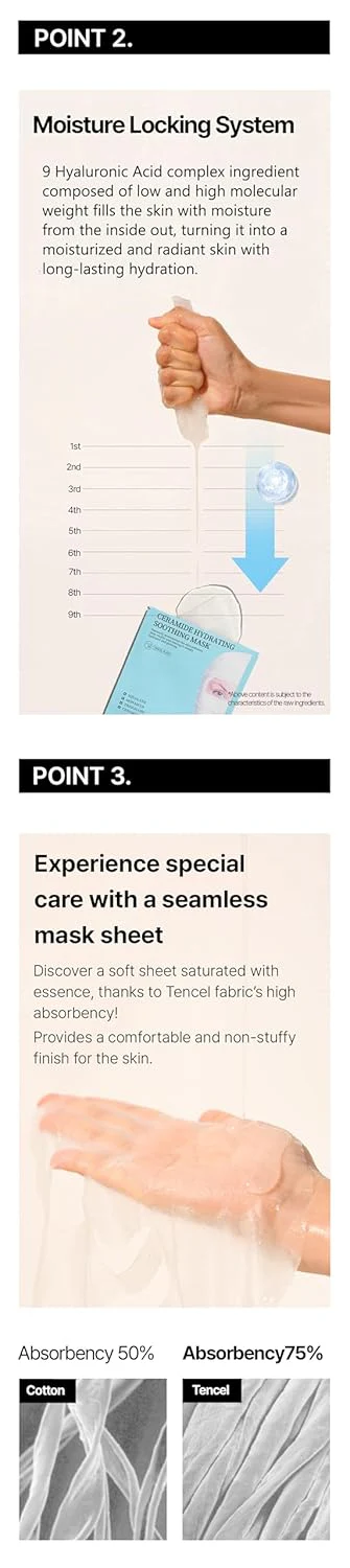 CERAMIDE HYDRATING SOOTHING MASK - Intense Moisture Barrier Support Calming for Sensitive Skin 5-Layer Hyaluronic Acid & Ceramide Sheet Mask Korean Skincare 5 Sheets, 30g Each - Image 7
