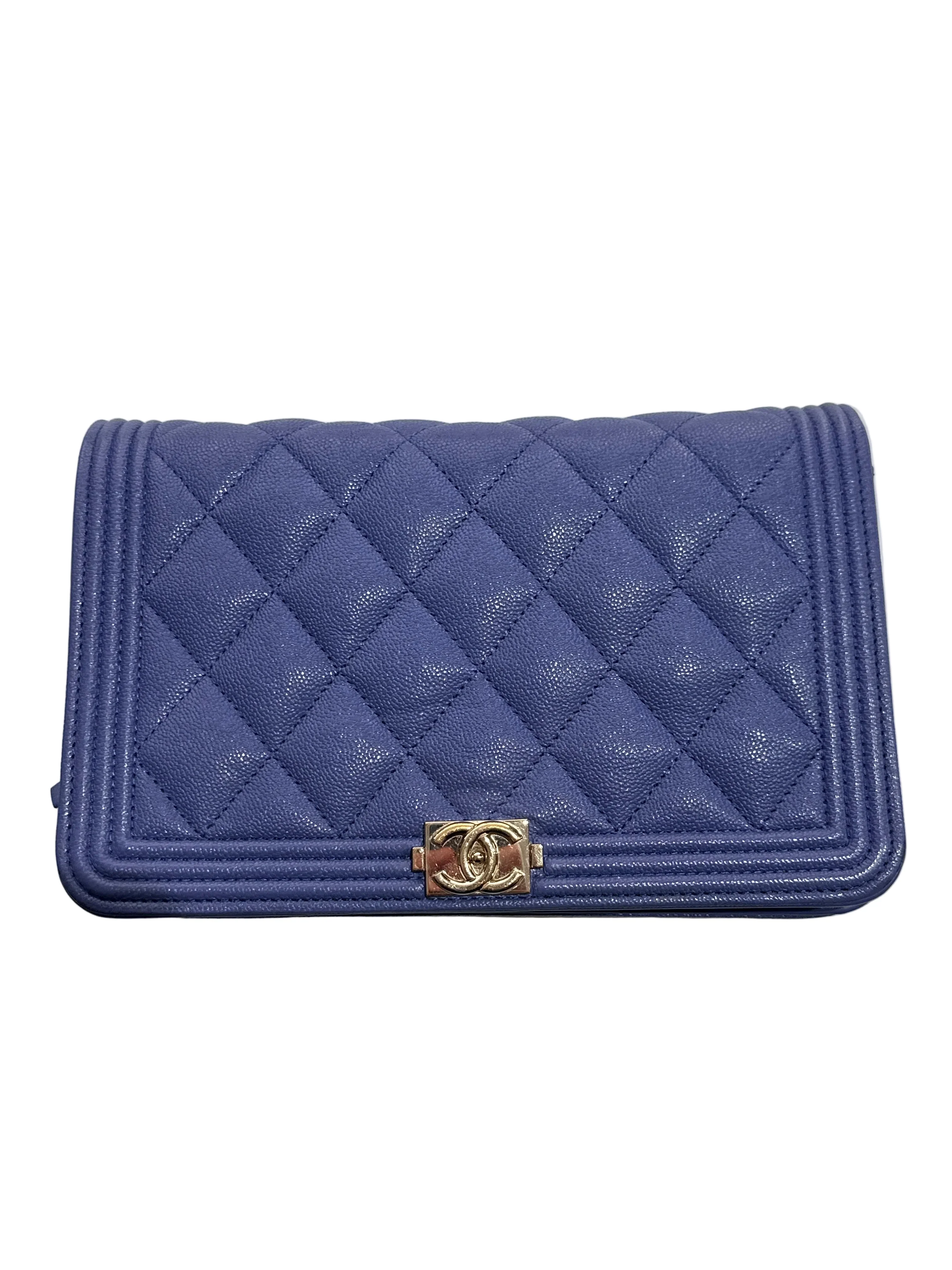 CHANEL | Caviar Wallet on Chain WOC purple/Gold (Full set) - Cons
