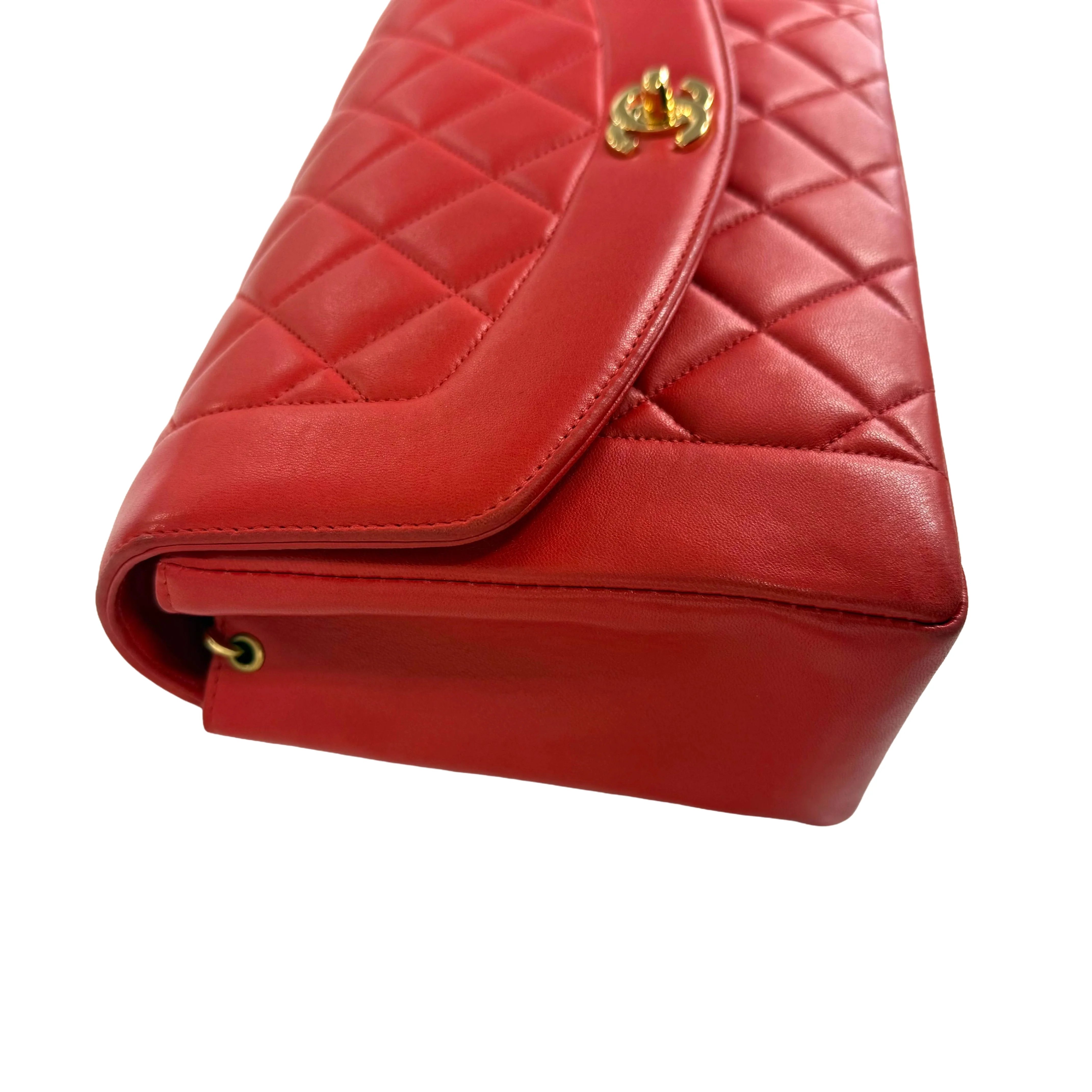Chanel | Diana Flap Shoulder Bag – Red Lambskin & Gold Hardware (Excellent Condition) - Image 2