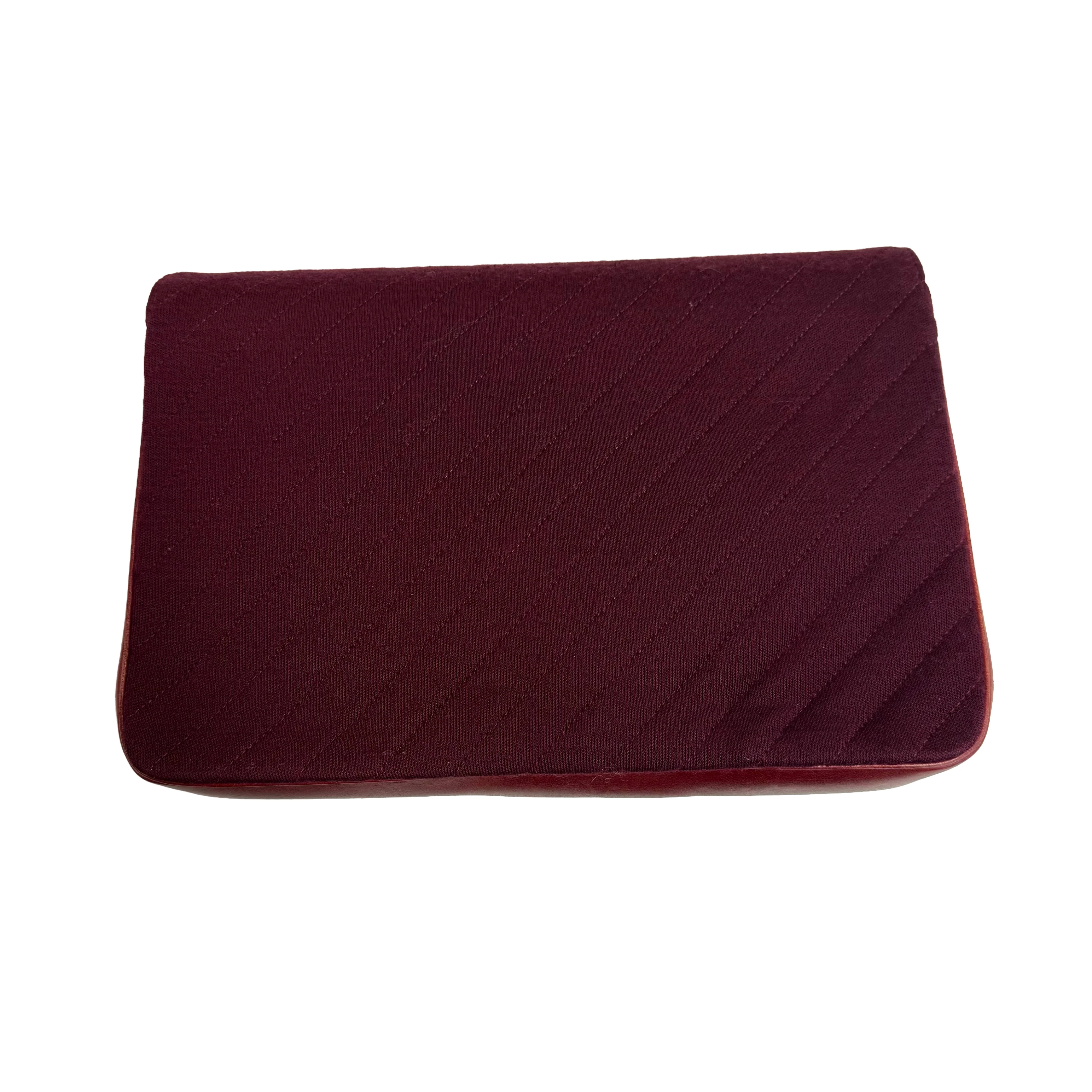 Chanel | Vintage Quilted Burgundy Fabric/Leather Flap Clutch (Excellent Condition) - Image 6