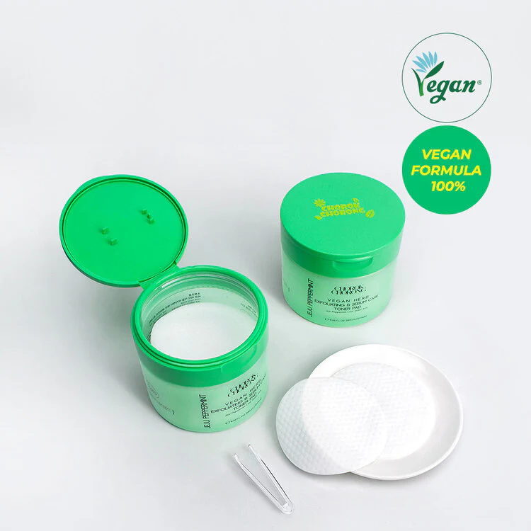 CHOROK CHORONG VEGAN HERB EXFOLIATING & SEBUM CARE JEJU PEPPERMINT TONER PAD (280ml+70pads) - Image 3