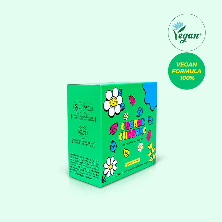 CHOROK CHORONG VEGAN HERB EXFOLIATING & SEBUM CARE JEJU PEPPERMINT TONER PAD (Travel Size) - Image 3