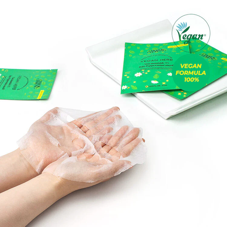 CHOROK CHORONG VEGAN HERB NIACINAMIDE 5%  JEJU PEPPERMINT MASK (10PCS) - Image 5