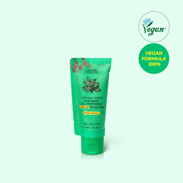 CHOROK CHORONG VEGAN HERB NON-NANO JEJU PEPPERMINT TONE-UP SUNSCREEN (SPF50+ PA++++) - Image 2