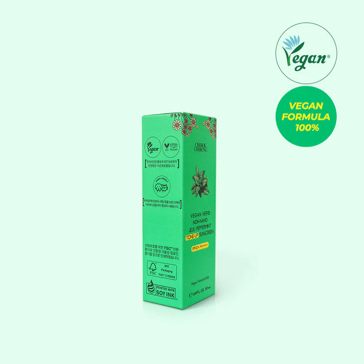 CHOROK CHORONG VEGAN HERB NON-NANO JEJU PEPPERMINT TONE-UP SUNSCREEN (SPF50+ PA++++) - Image 6