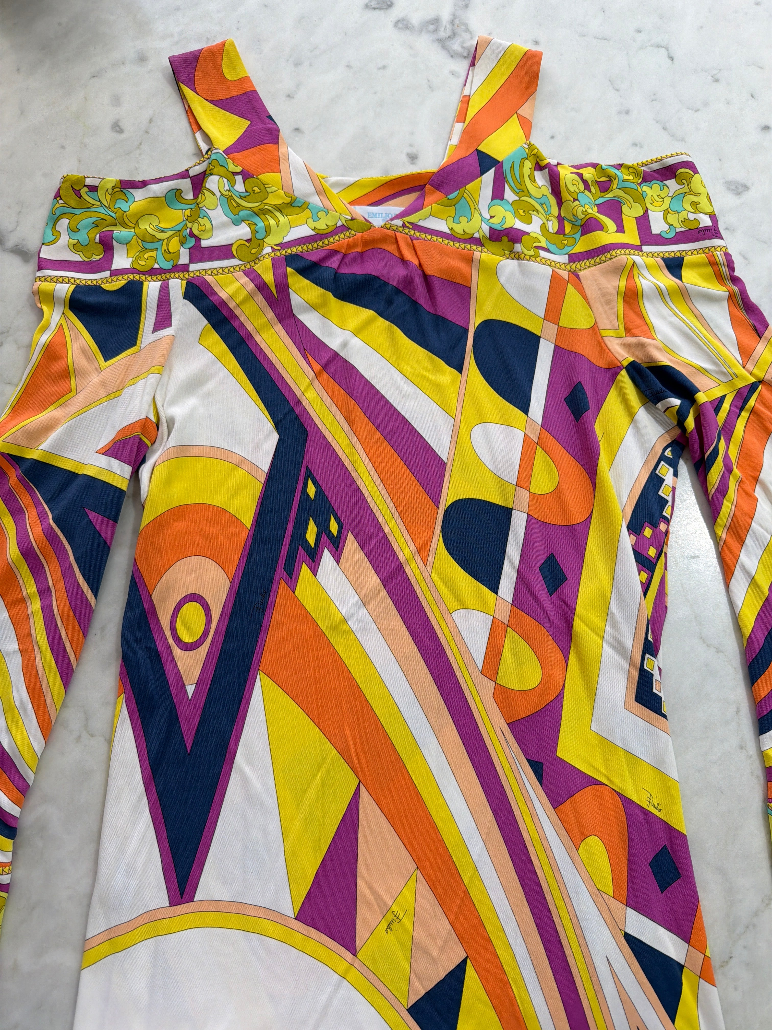 Emilio Pucci | Multi-coloured dress with off-the-shoulder sleeve (Good Condition)