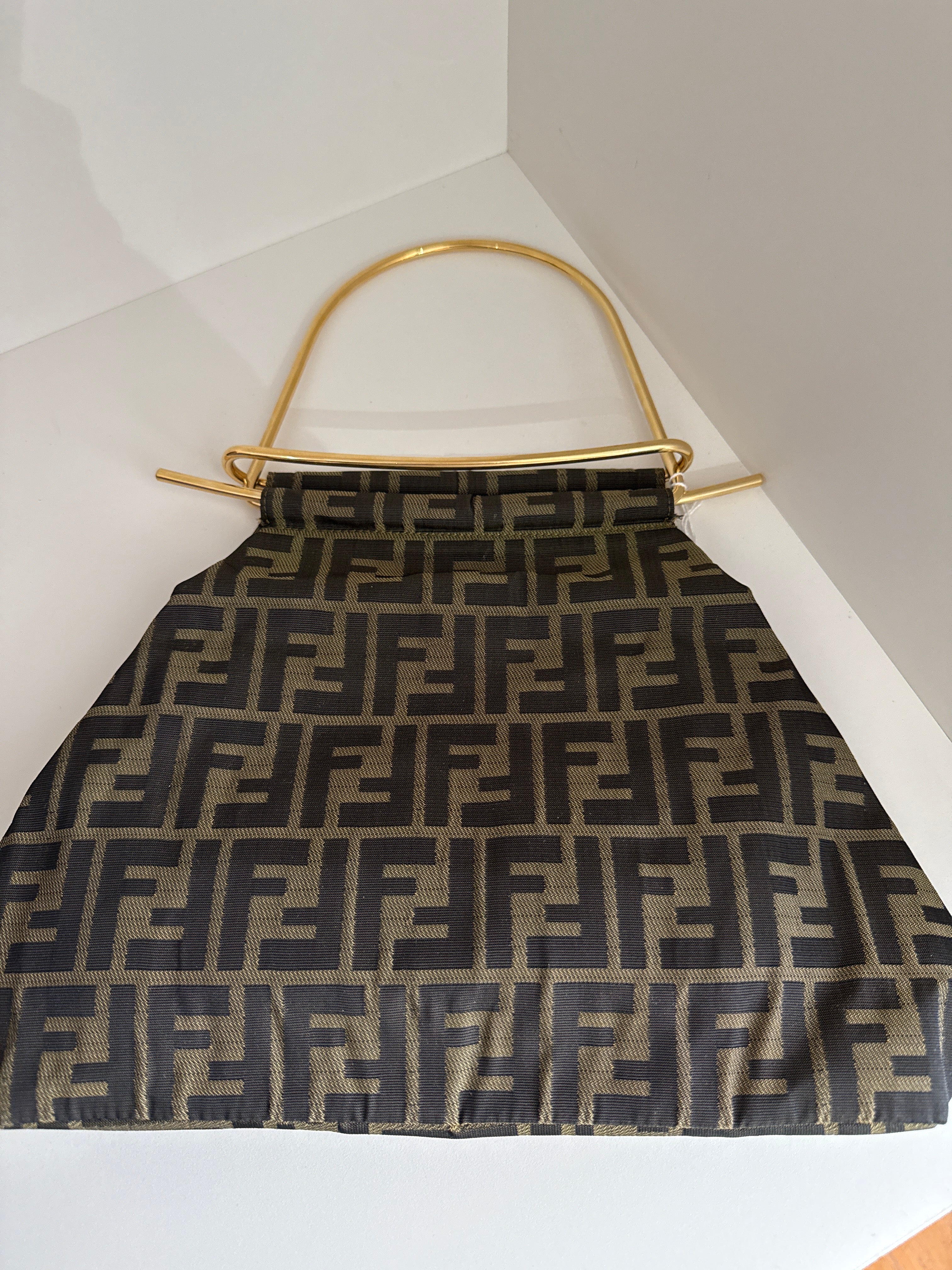 Fendi | Black Canvas Bag with Gold Handle - HV