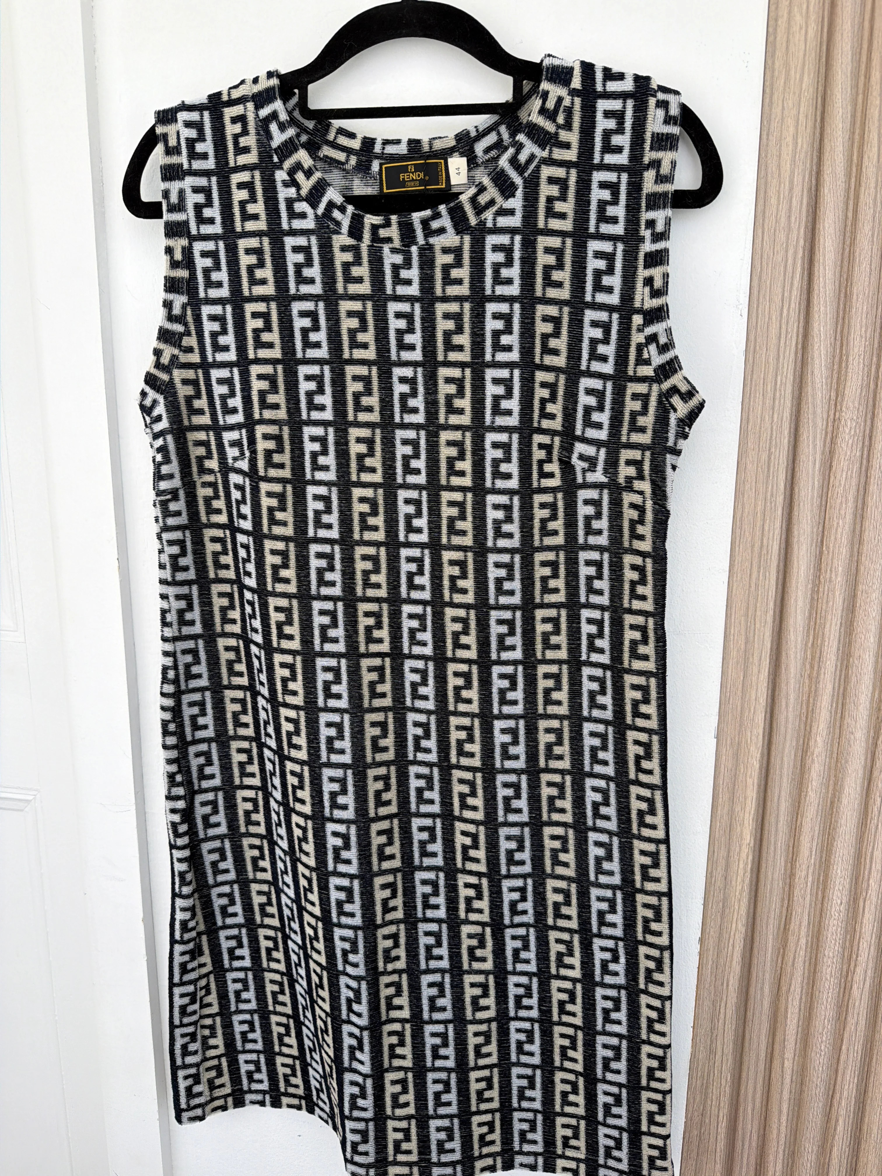 Fendi | Towelling Blue and Green Dress with Monogram Print