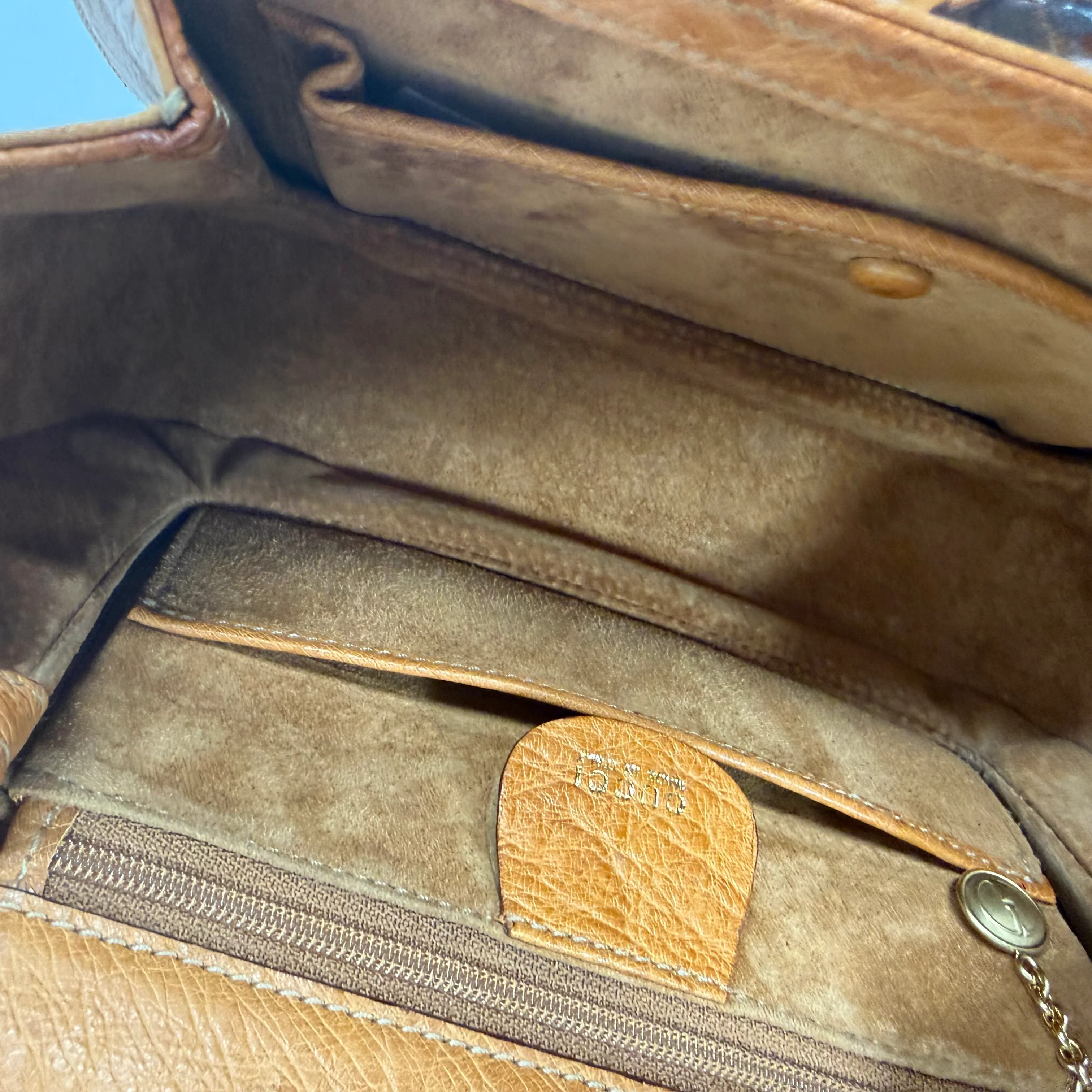 Gucci | 1947 Small Bamboo Top Handle Bag – Brown Ostrich Leather (Pristine Condition) - Image 5
