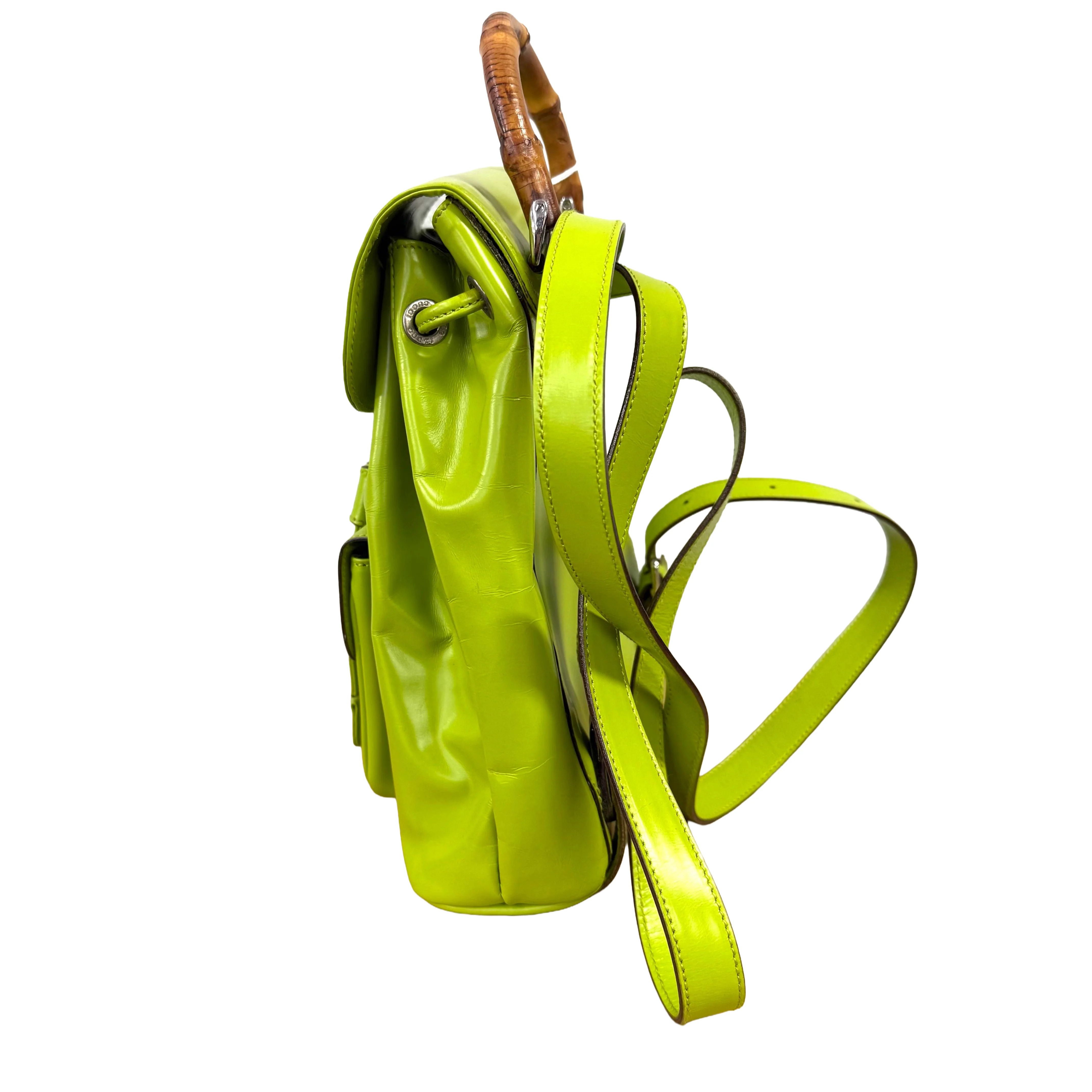 Gucci | Bamboo Leather Backpack – Green (Pristine Condition) - Image 4