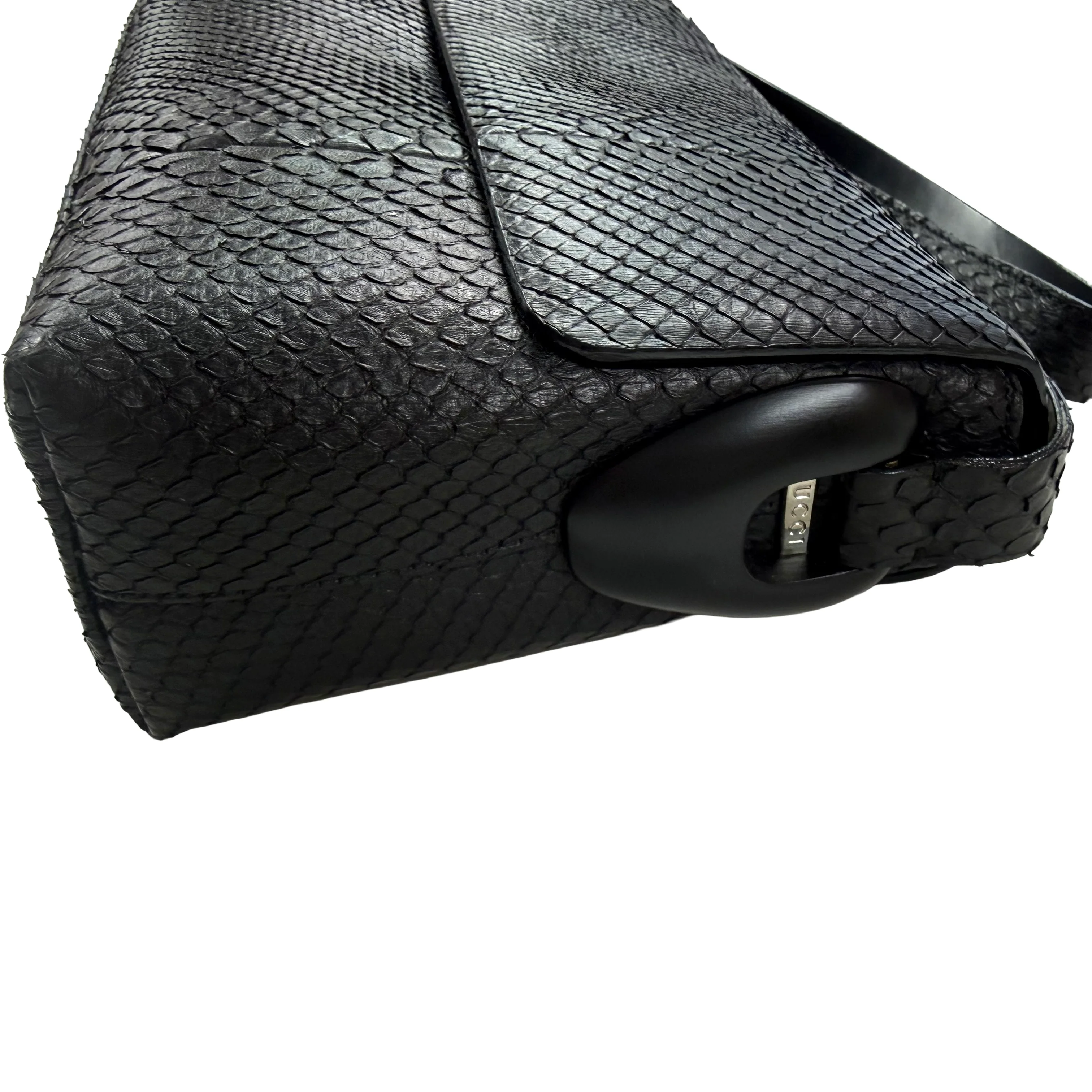Gucci | Black Python Shoulder Bag – Sculptural Resin Handle (Good Condition) - Image 2