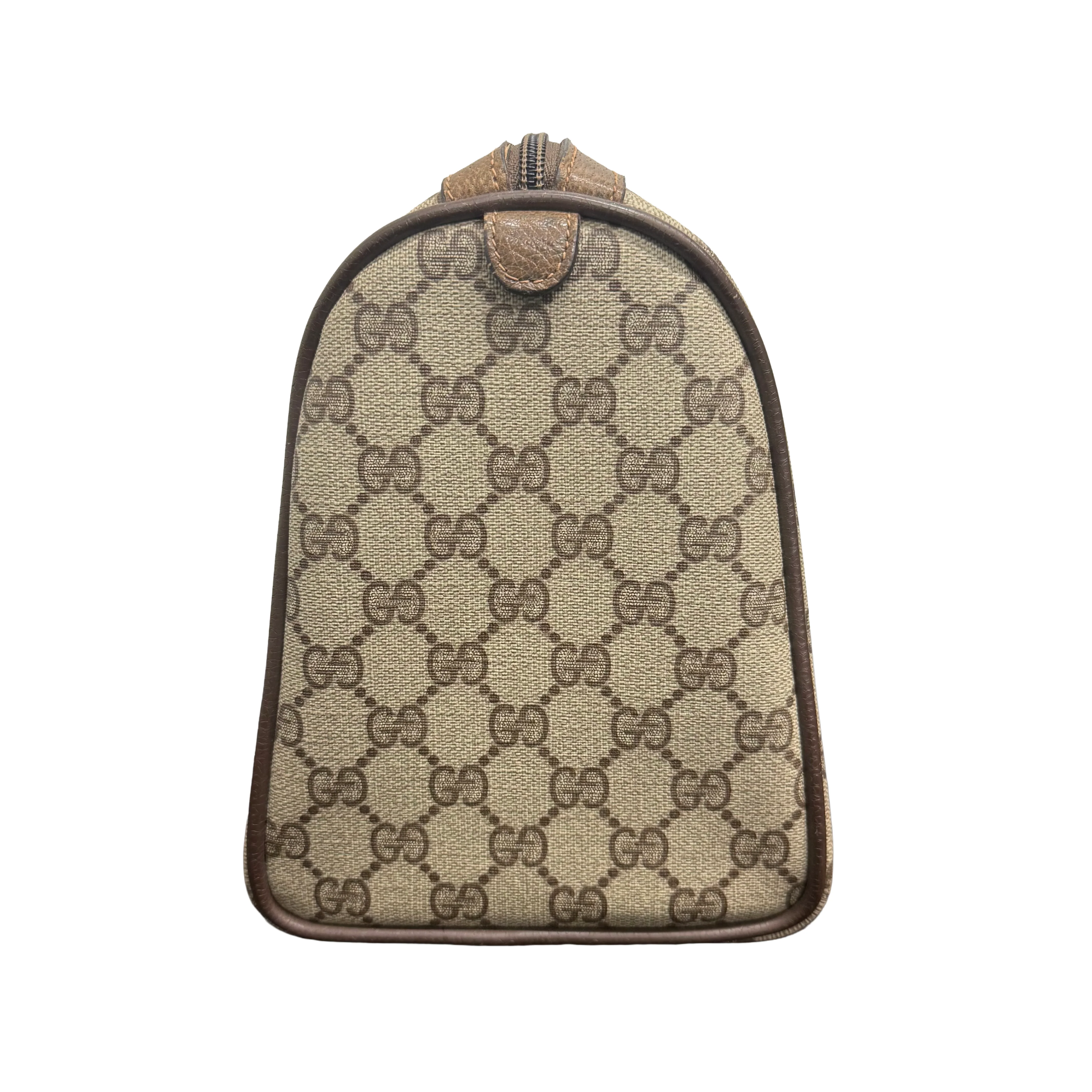 Gucci | Boston Bag – Beige Canvas with Web Stripe & Brown Leather Trim (Good Condition) - Image 5