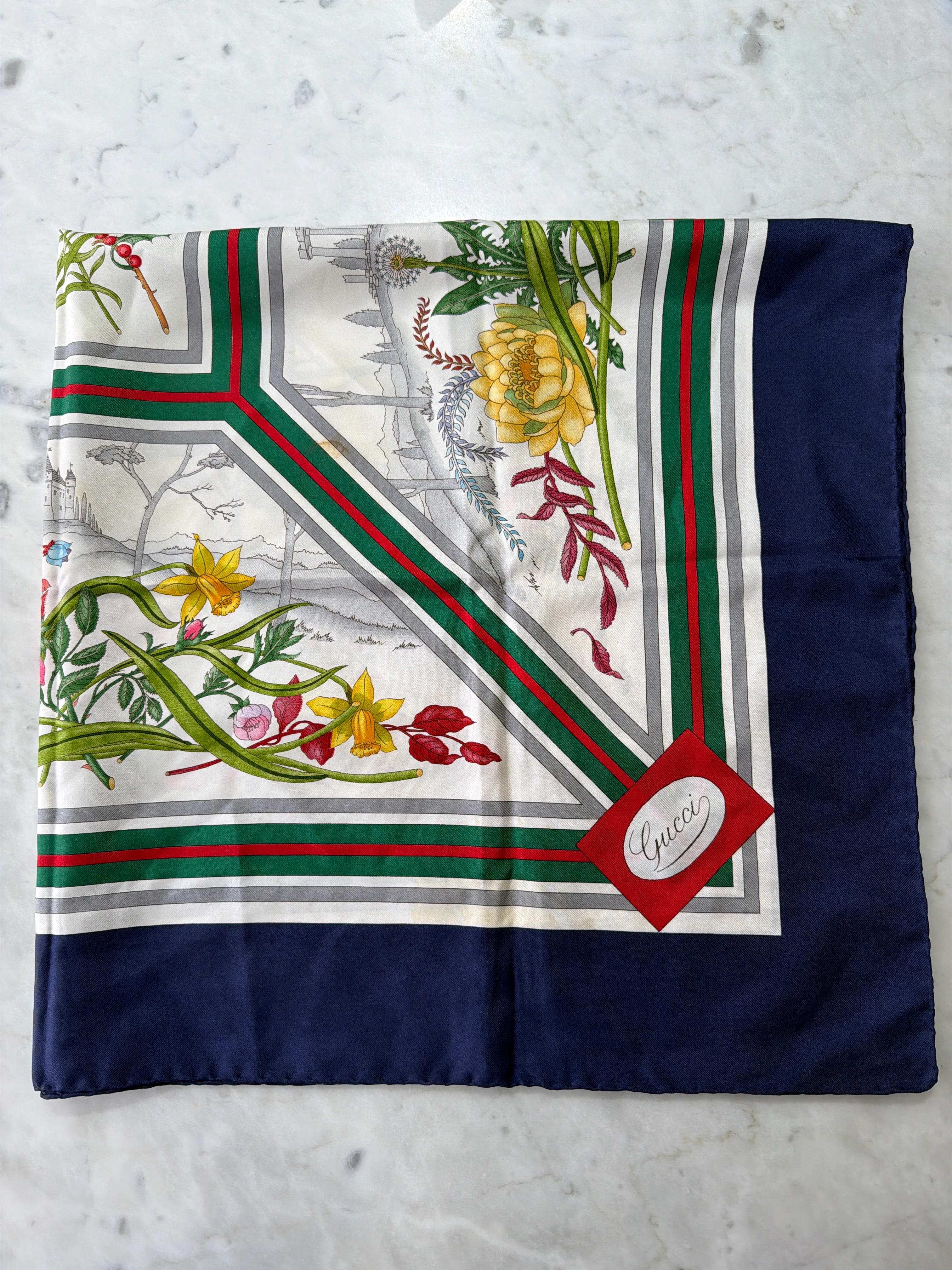 Gucci | Floral Print Silk Scarf (Good Condition)