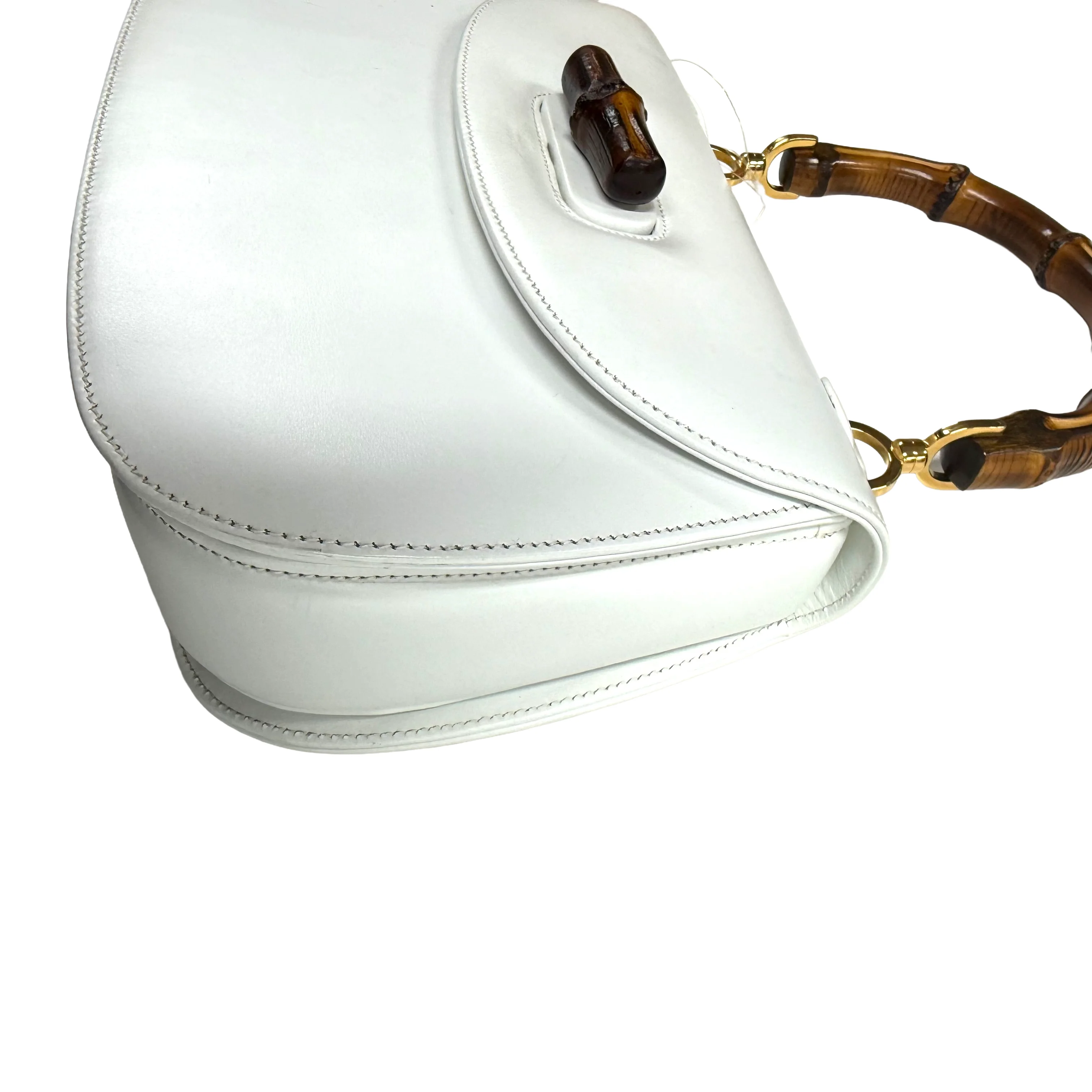 Gucci | Medium Bamboo 1947 Top Handle Bag – White Leather (Excellent Condition) - Image 2
