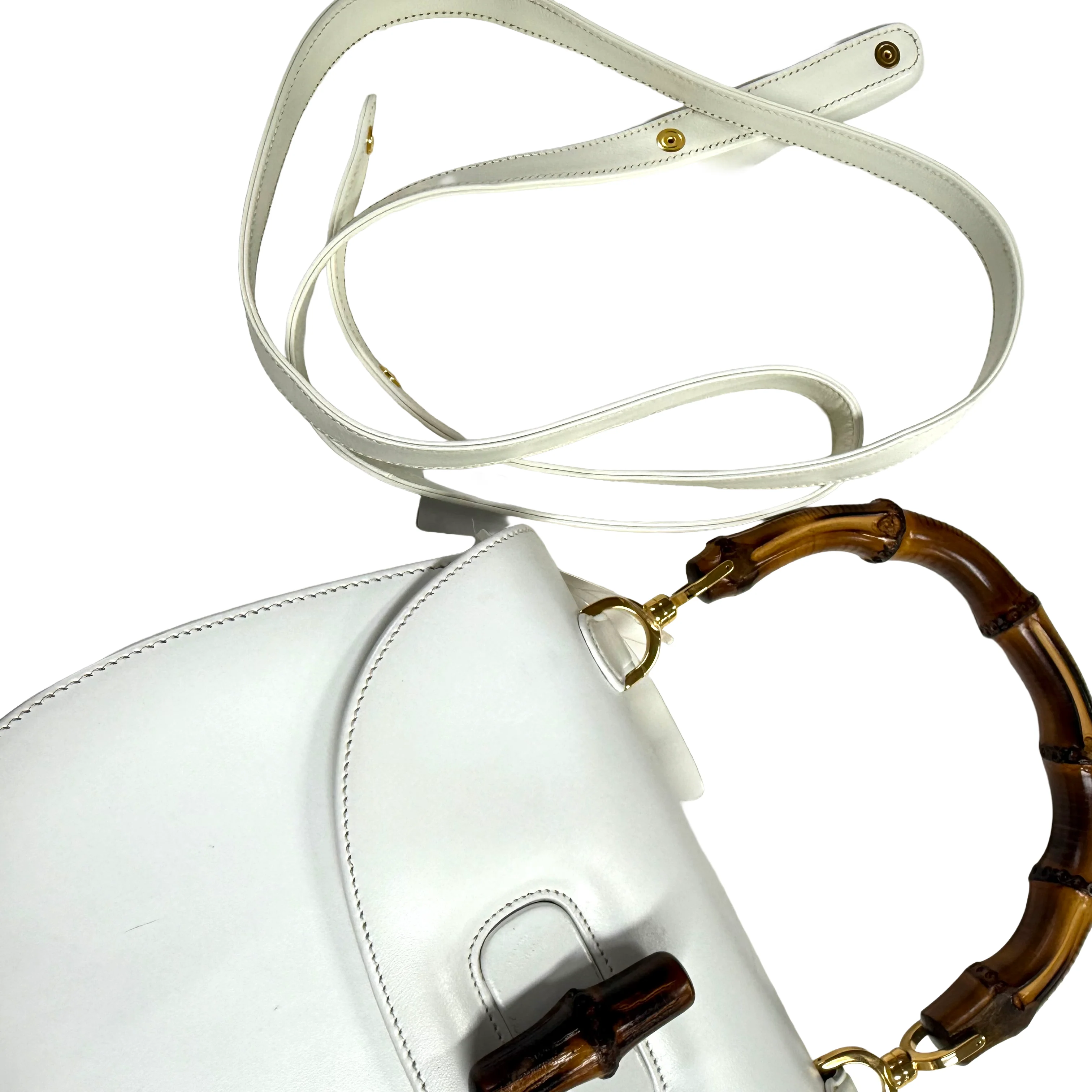 Gucci | Medium Bamboo 1947 Top Handle Bag – White Leather (Excellent Condition) - Image 6
