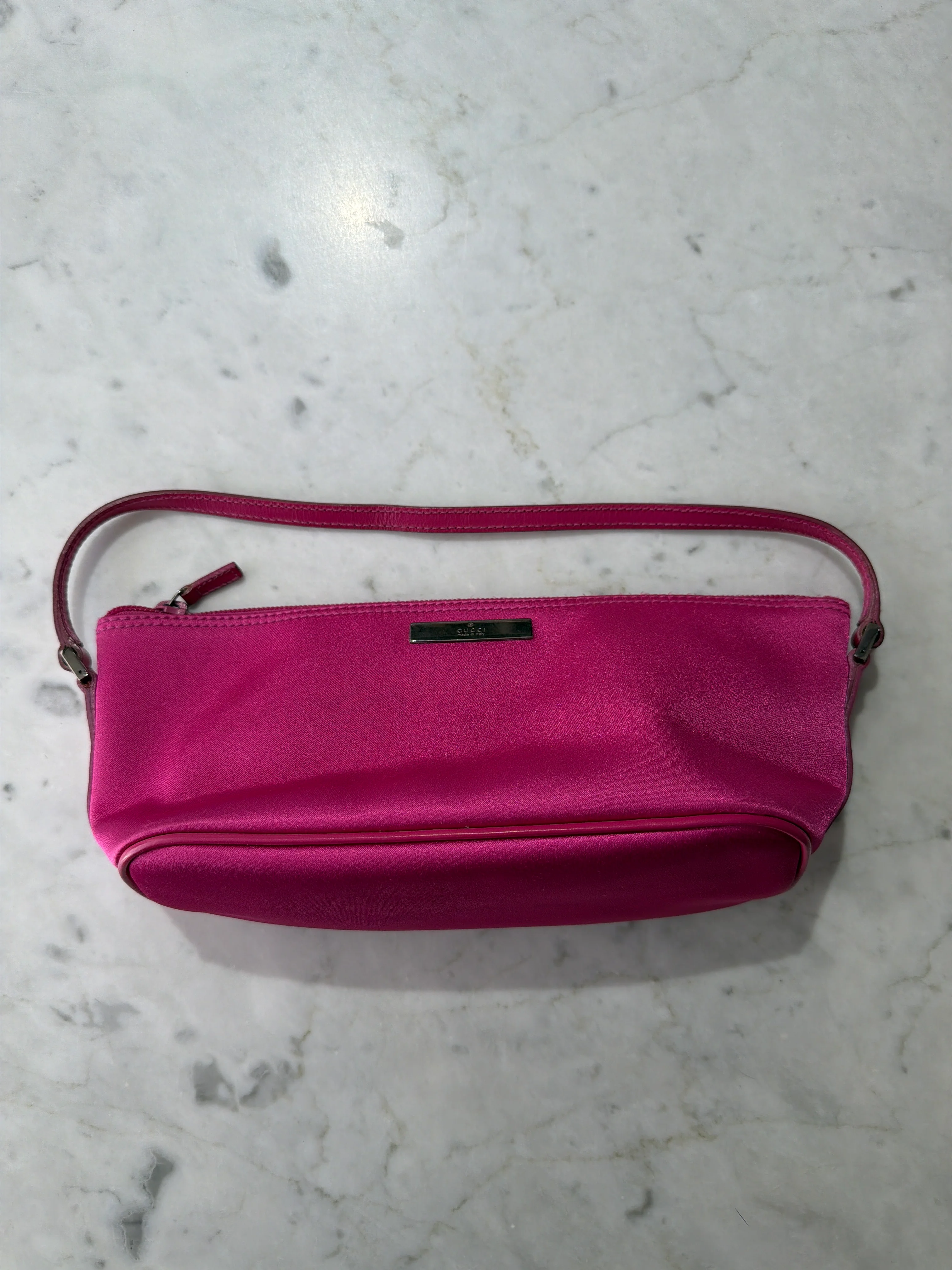 Gucci | Pink Satin Bag with Leather Handle (Good Condition)