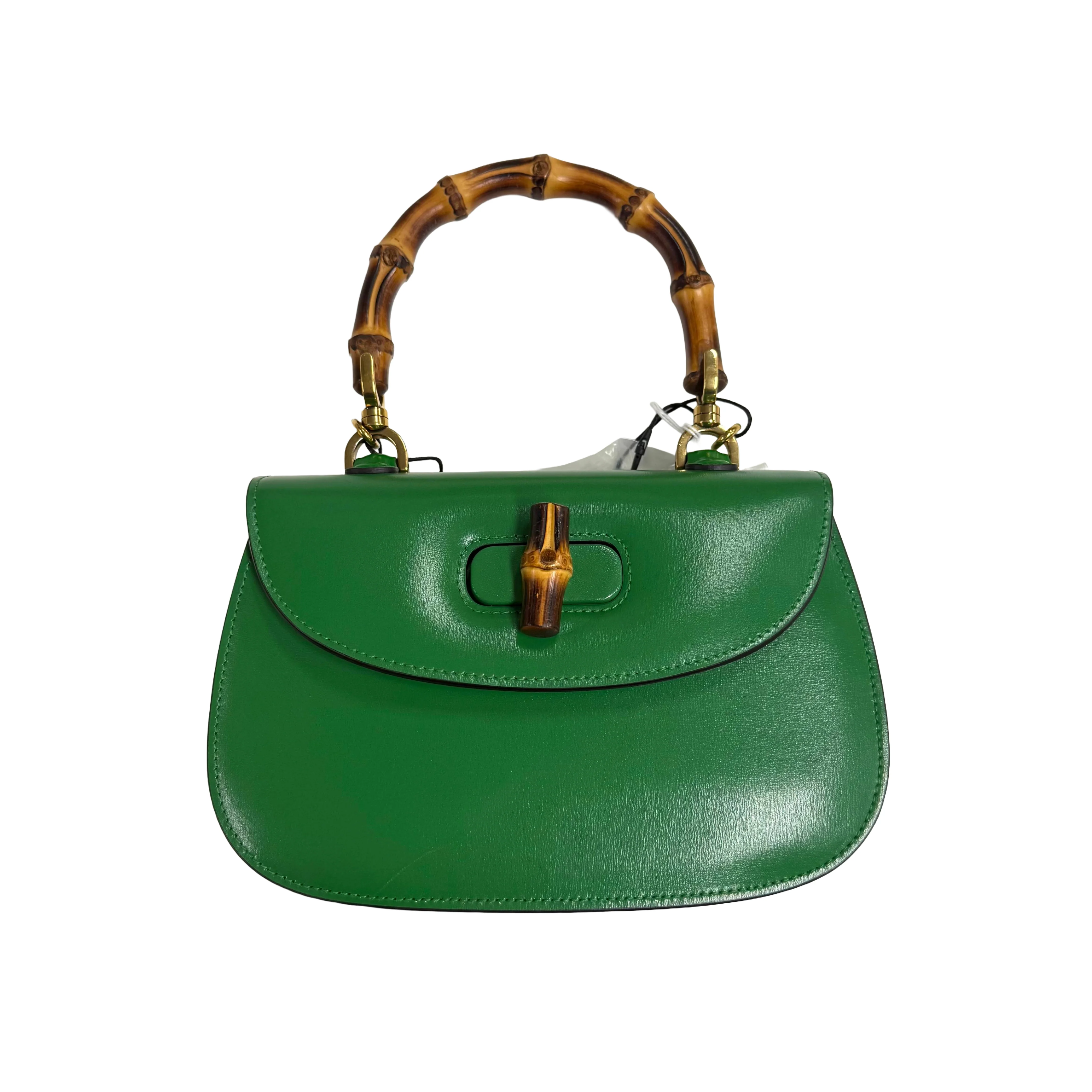 Gucci | Small Green Leather Bamboo Top Handle Bag (Excellent Condition) - Image 4