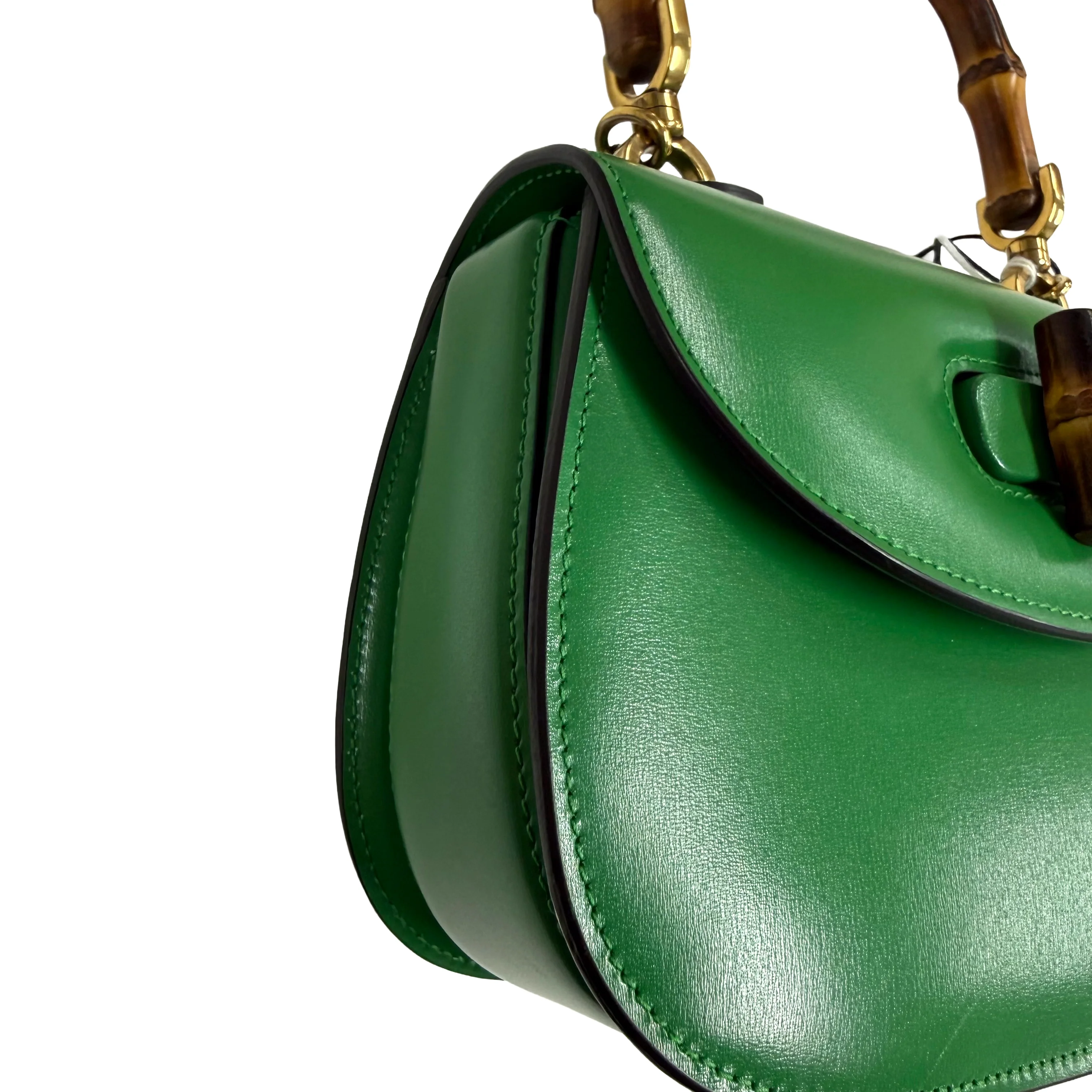 Gucci | Small Green Leather Bamboo Top Handle Bag (Excellent Condition) - Image 7