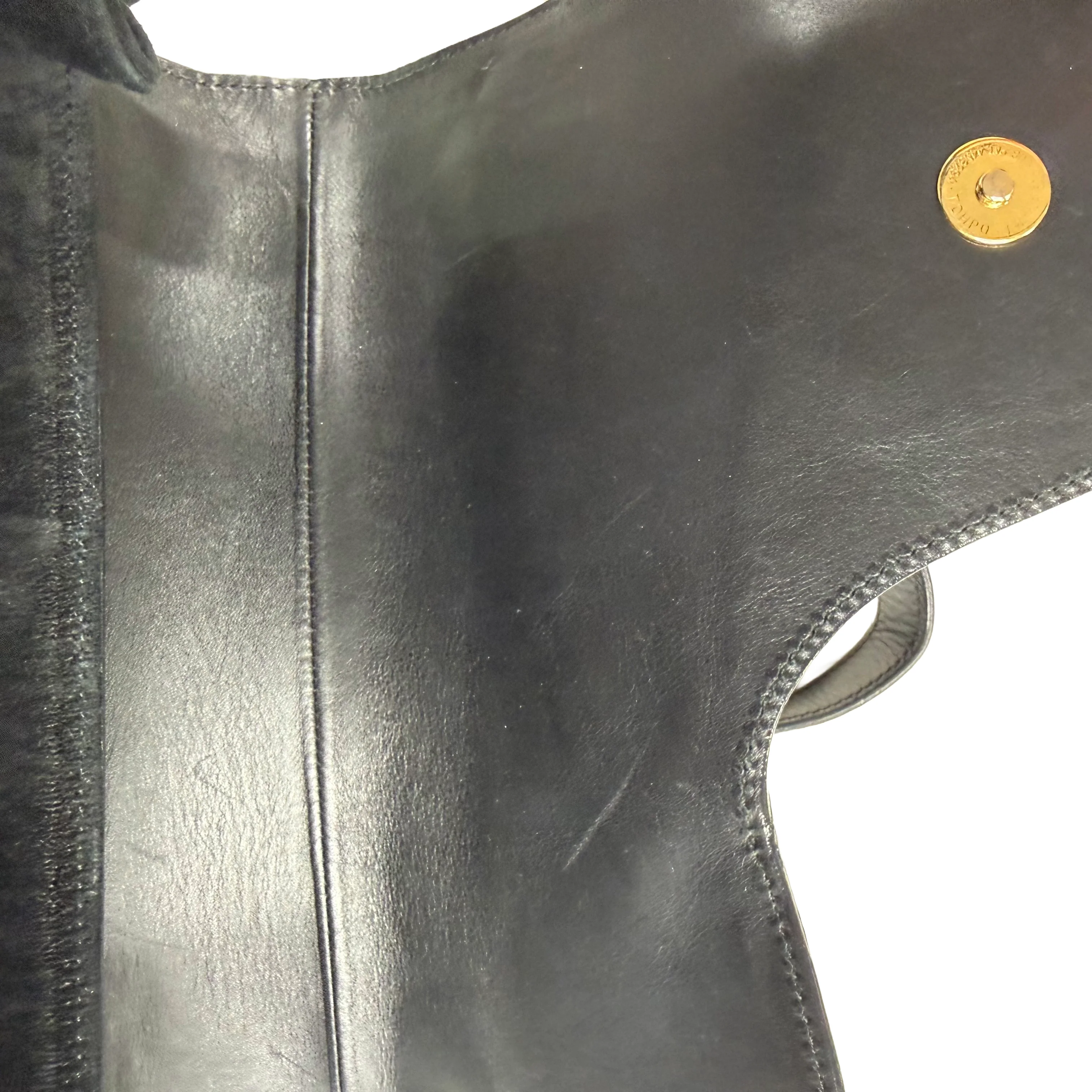 Gucci | Vintage Black Leather & Crocodile Saddle Shoulder Bag (Good Condition) - Image 8