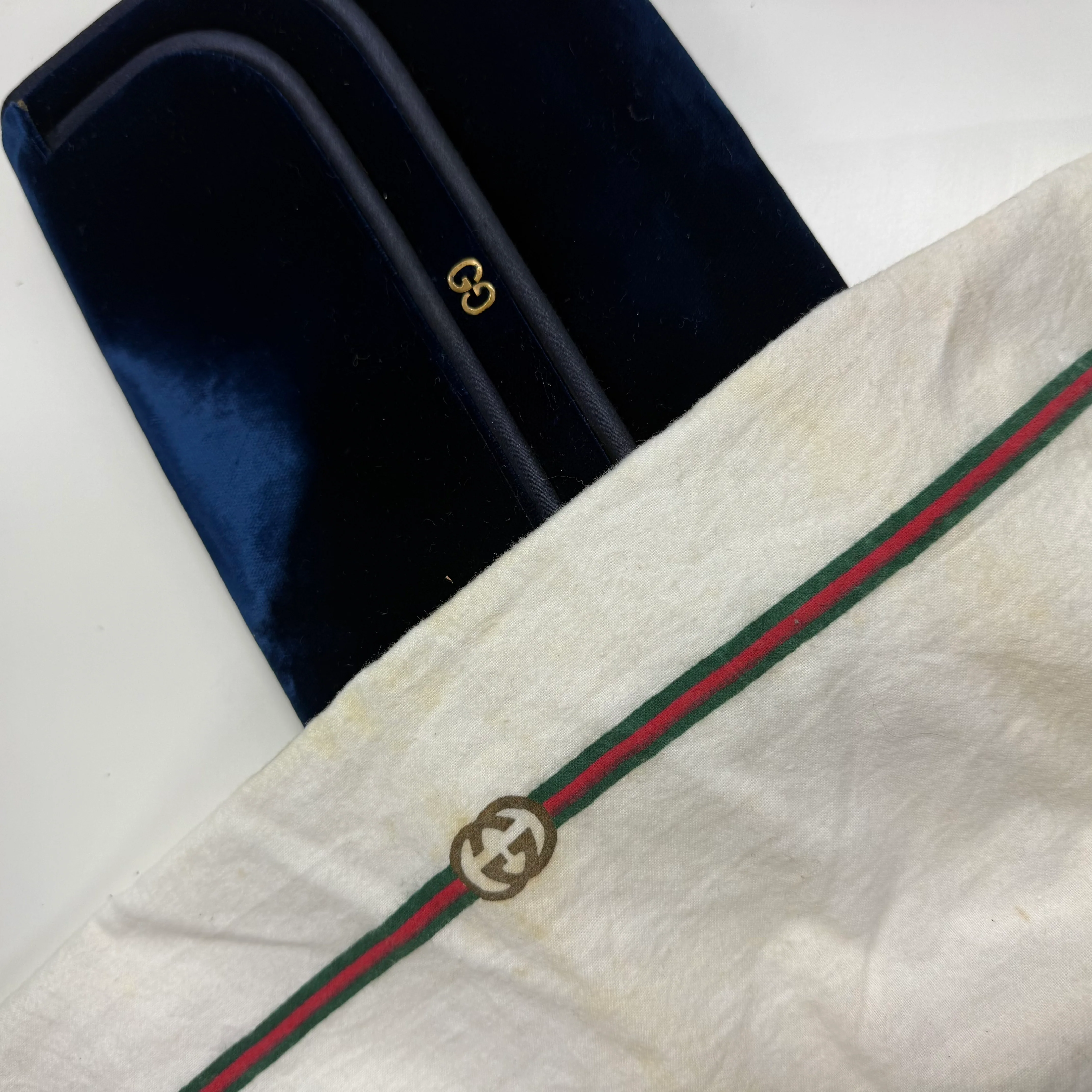 Gucci | Vintage Navy Velvet GG Evening Clutch (Good Vintage Condition) - Image 6