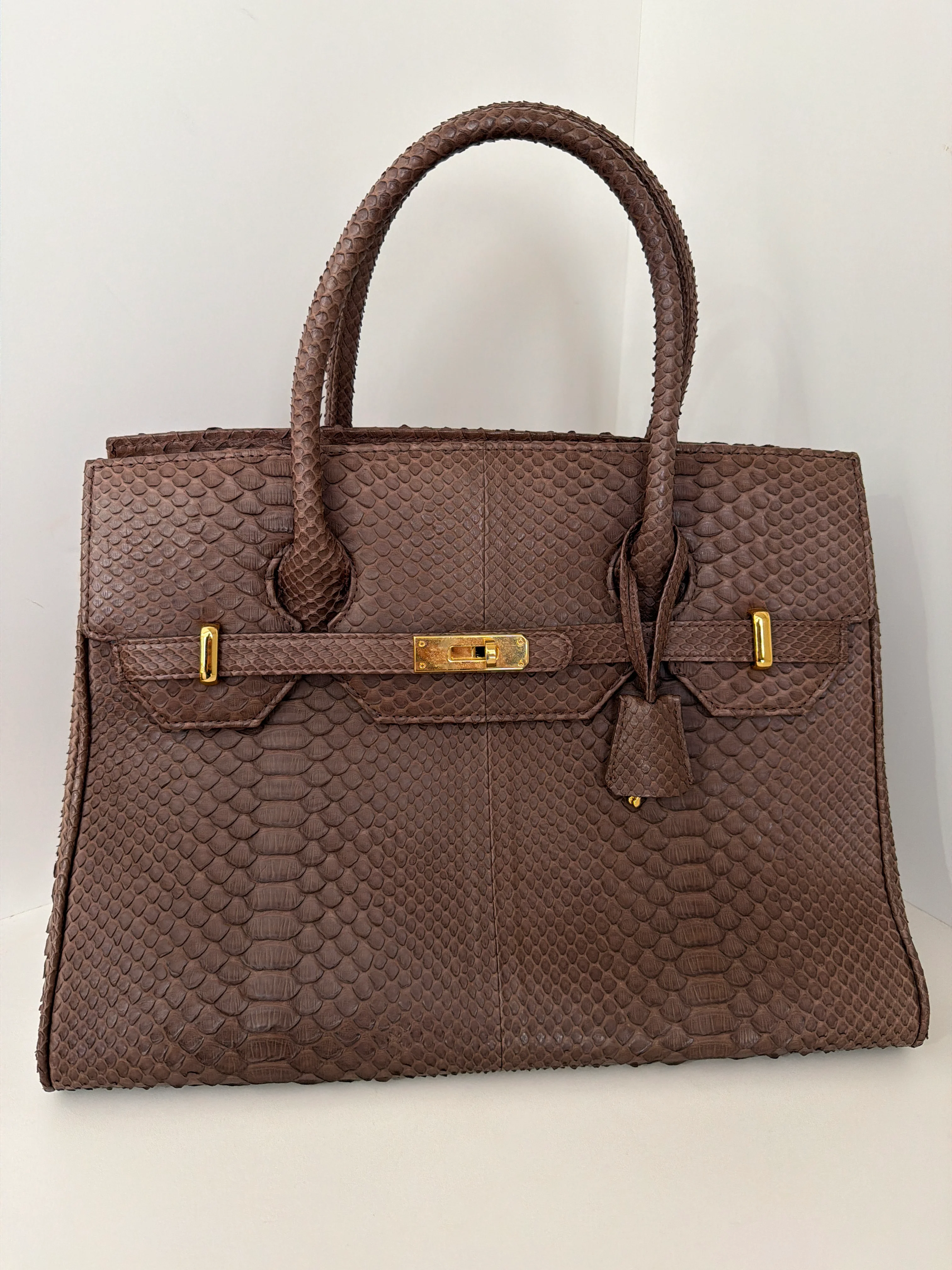 JRA | Brown Python Top Handle Bag (Pristine Condition)