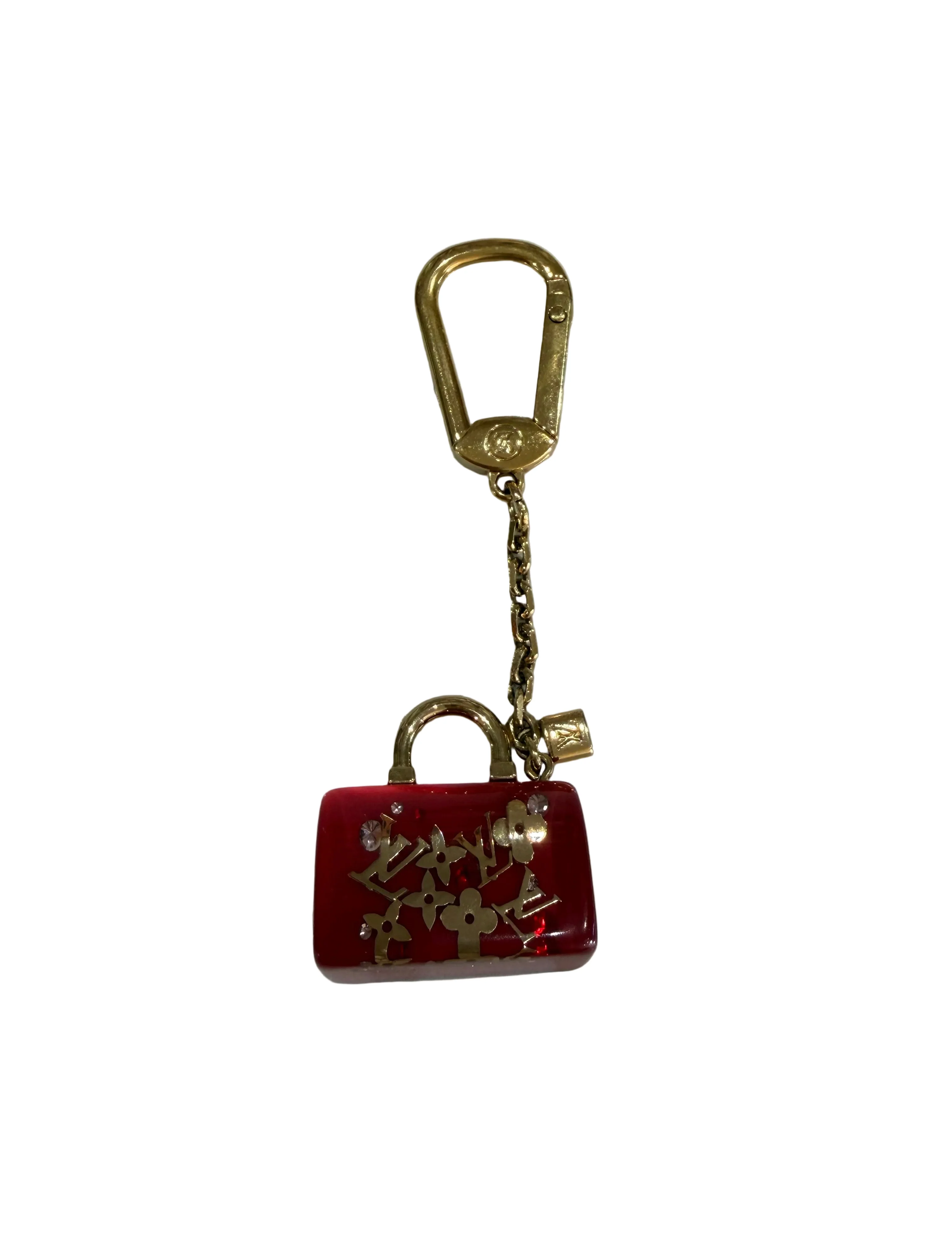 Louis Vuitton | Red and Gold Mini Speedy Key Chain (Pristine Condition) - Cons
