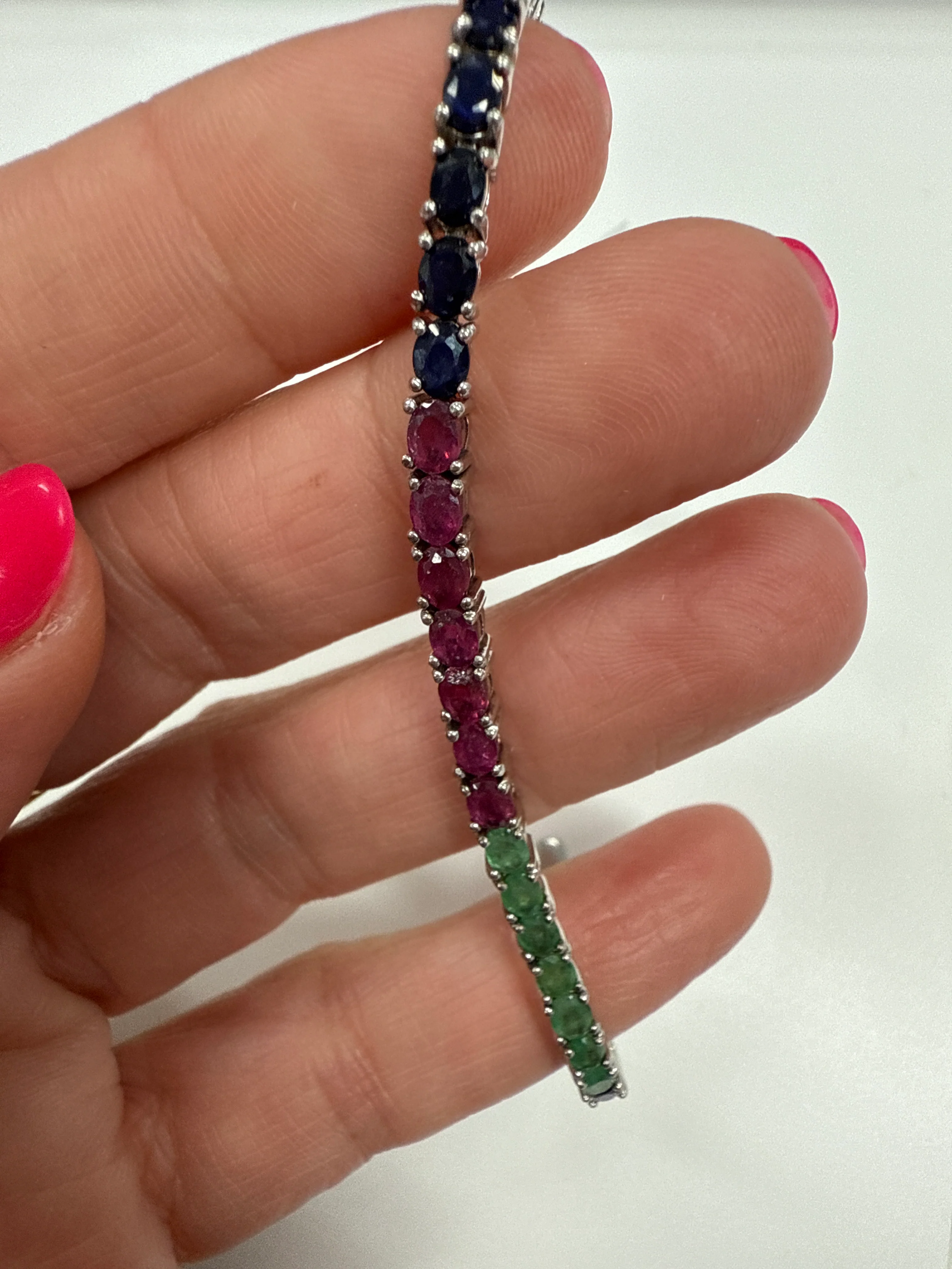 Ruby sapphire tennis bracelet
