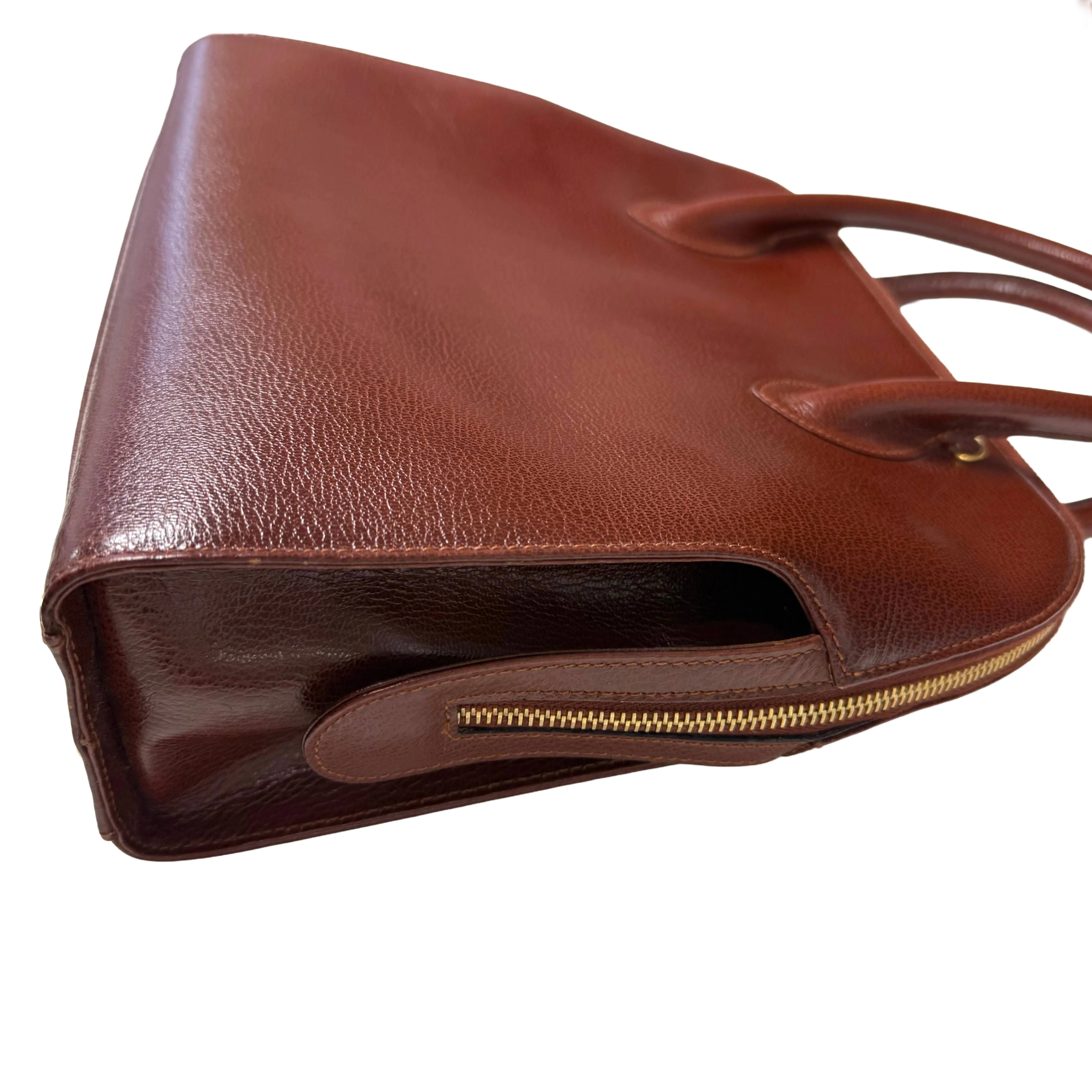 Salvatore Ferragamo | Vintage Brown Pebbled Leather Top Handle Bag (Excellent Condition) - Image 2