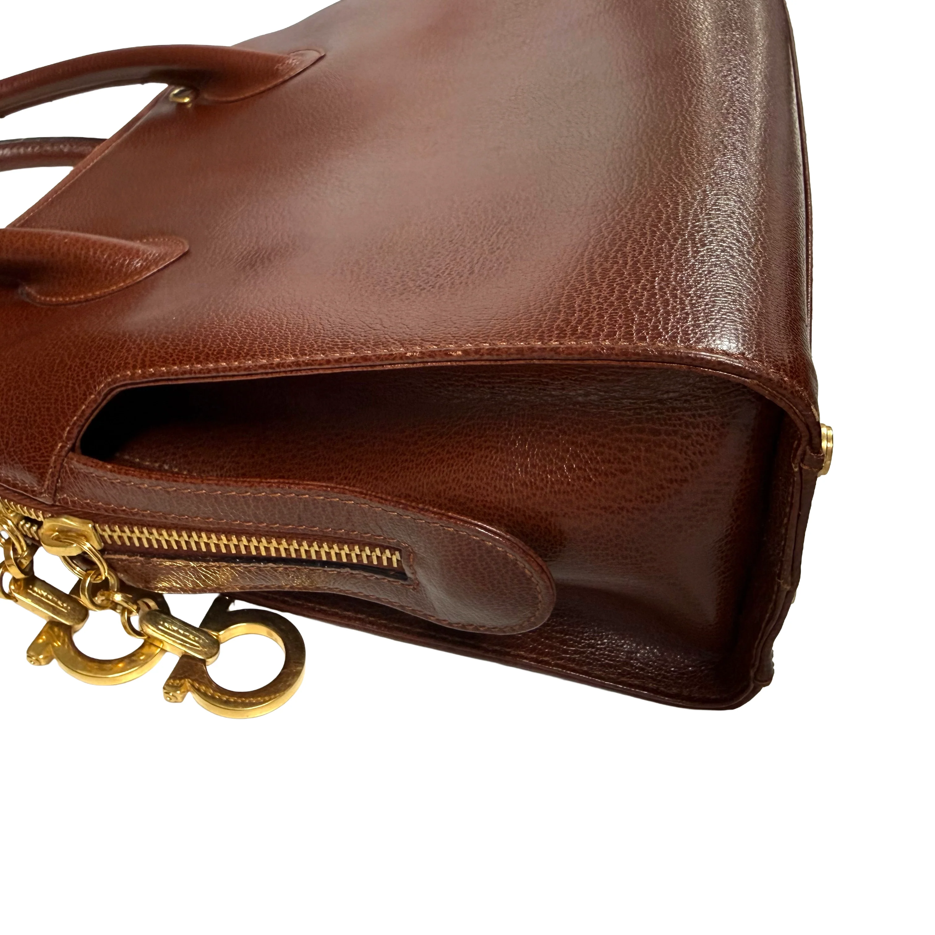 Salvatore Ferragamo | Vintage Brown Pebbled Leather Top Handle Bag (Excellent Condition) - Image 3