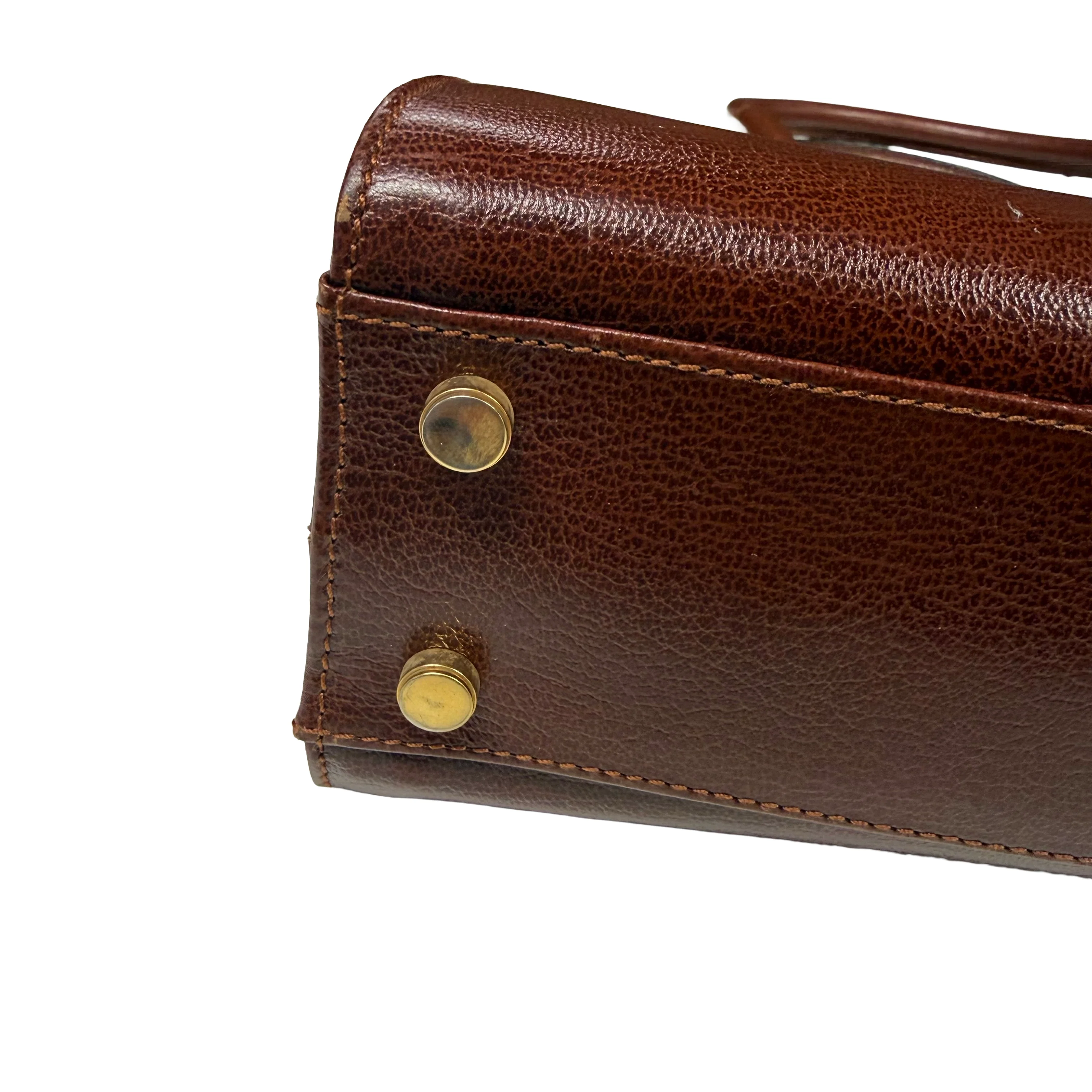 Salvatore Ferragamo | Vintage Brown Pebbled Leather Top Handle Bag (Excellent Condition) - Image 4