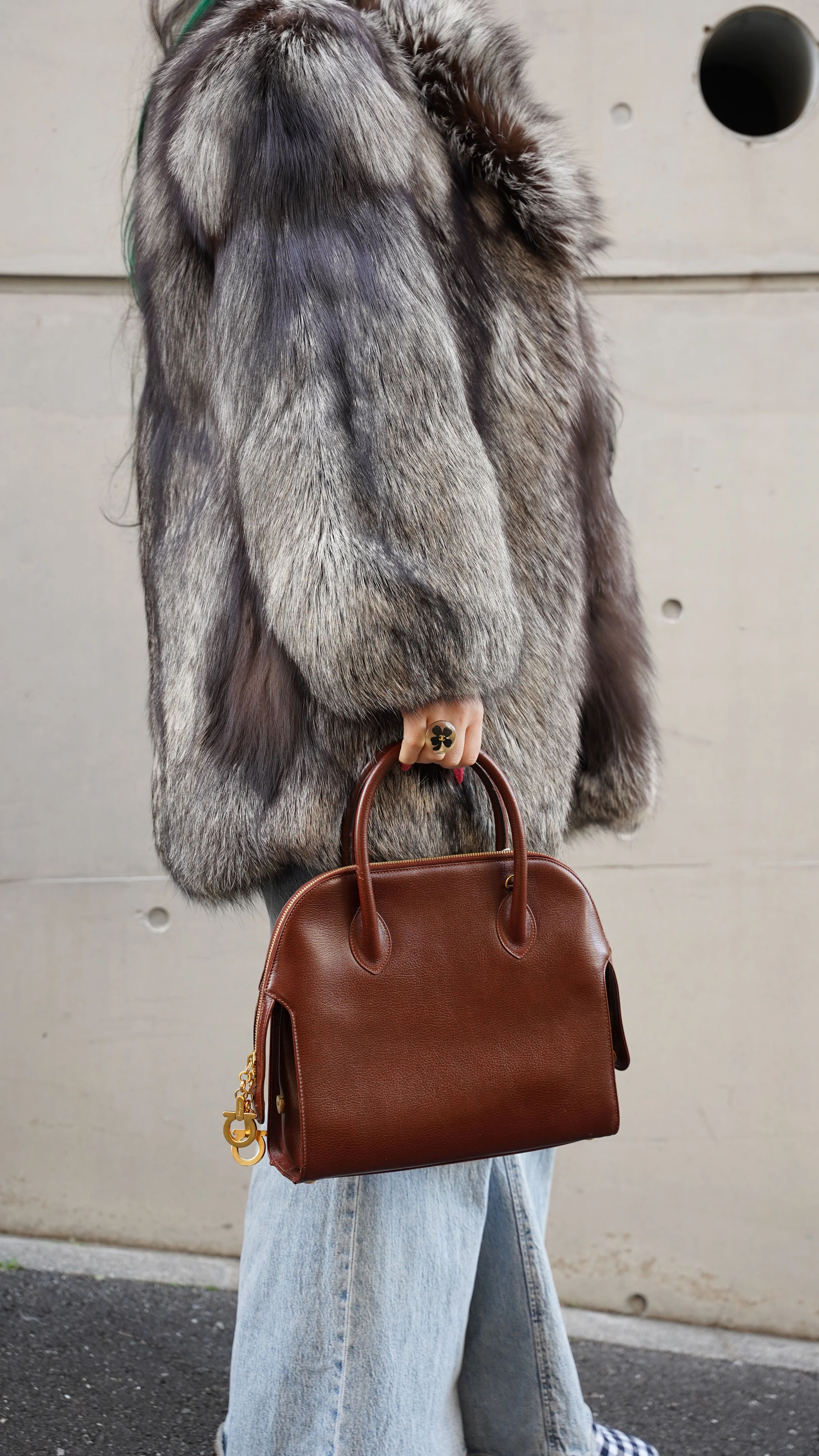 Salvatore Ferragamo | Vintage Brown Pebbled Leather Top Handle Bag (Excellent Condition) - Image 7