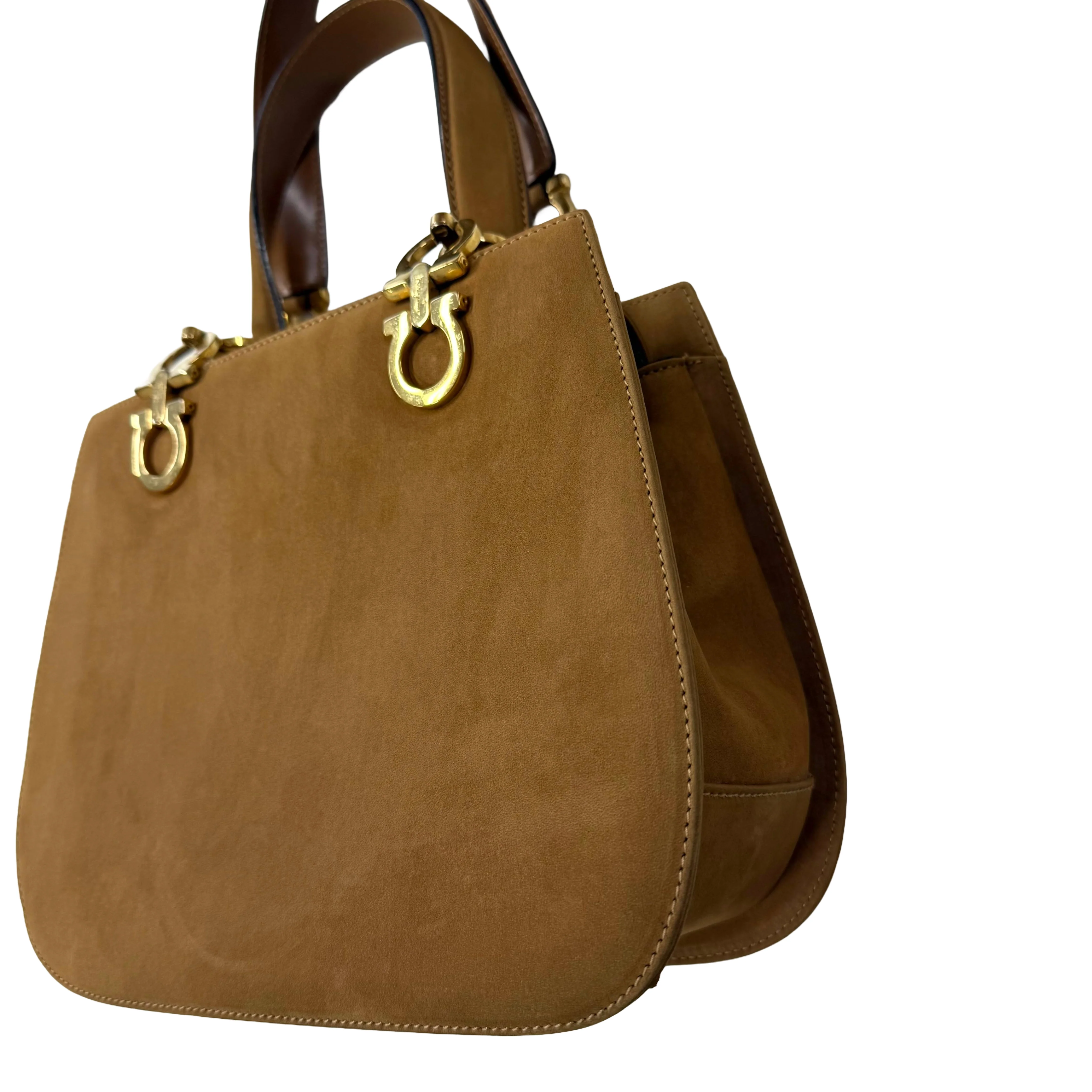 Salvatore Ferragamo | Vintage Gancini Leather Top Handle Bag – Tan (Good Condition) - Image 3