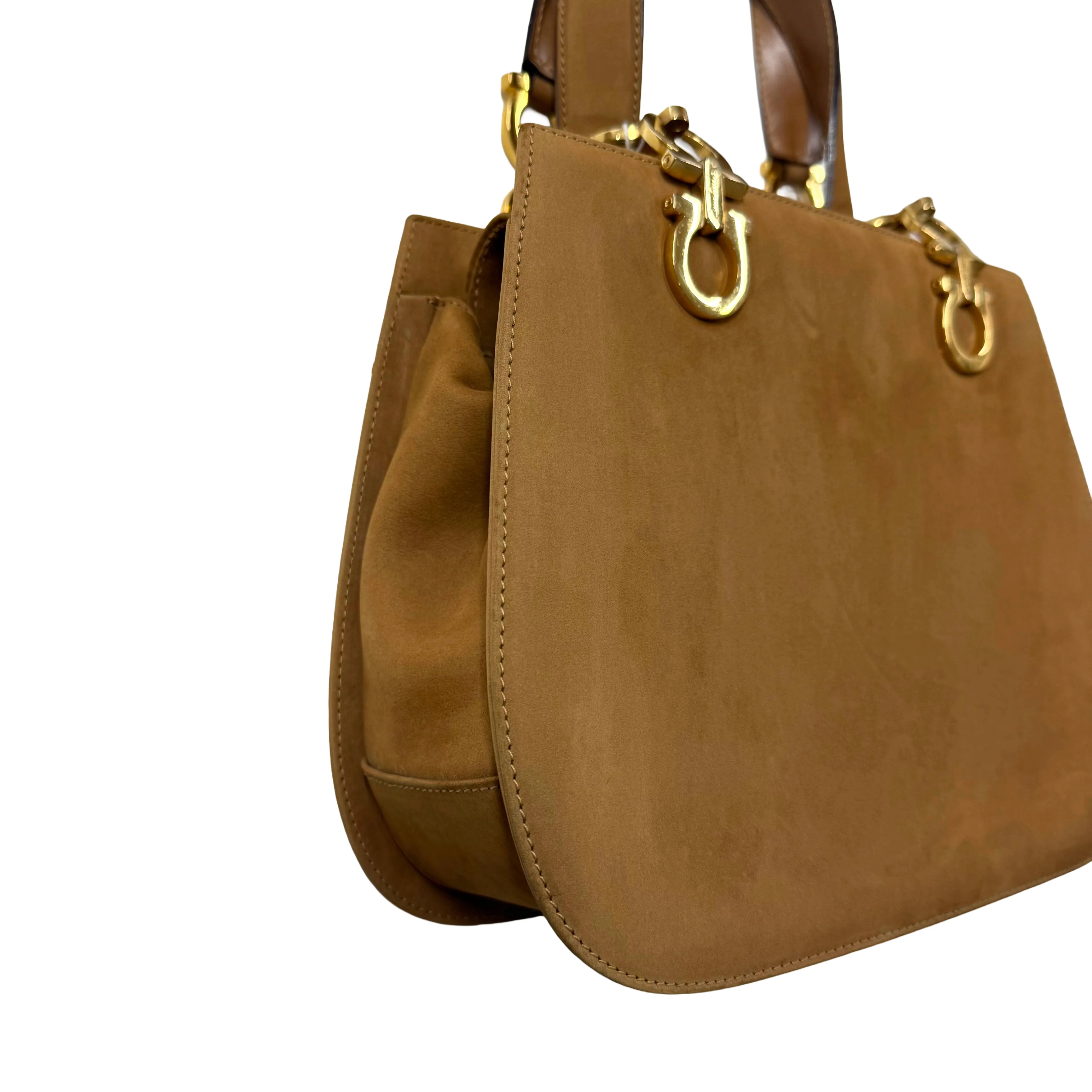 Salvatore Ferragamo | Vintage Gancini Leather Top Handle Bag – Tan (Good Condition) - Image 4