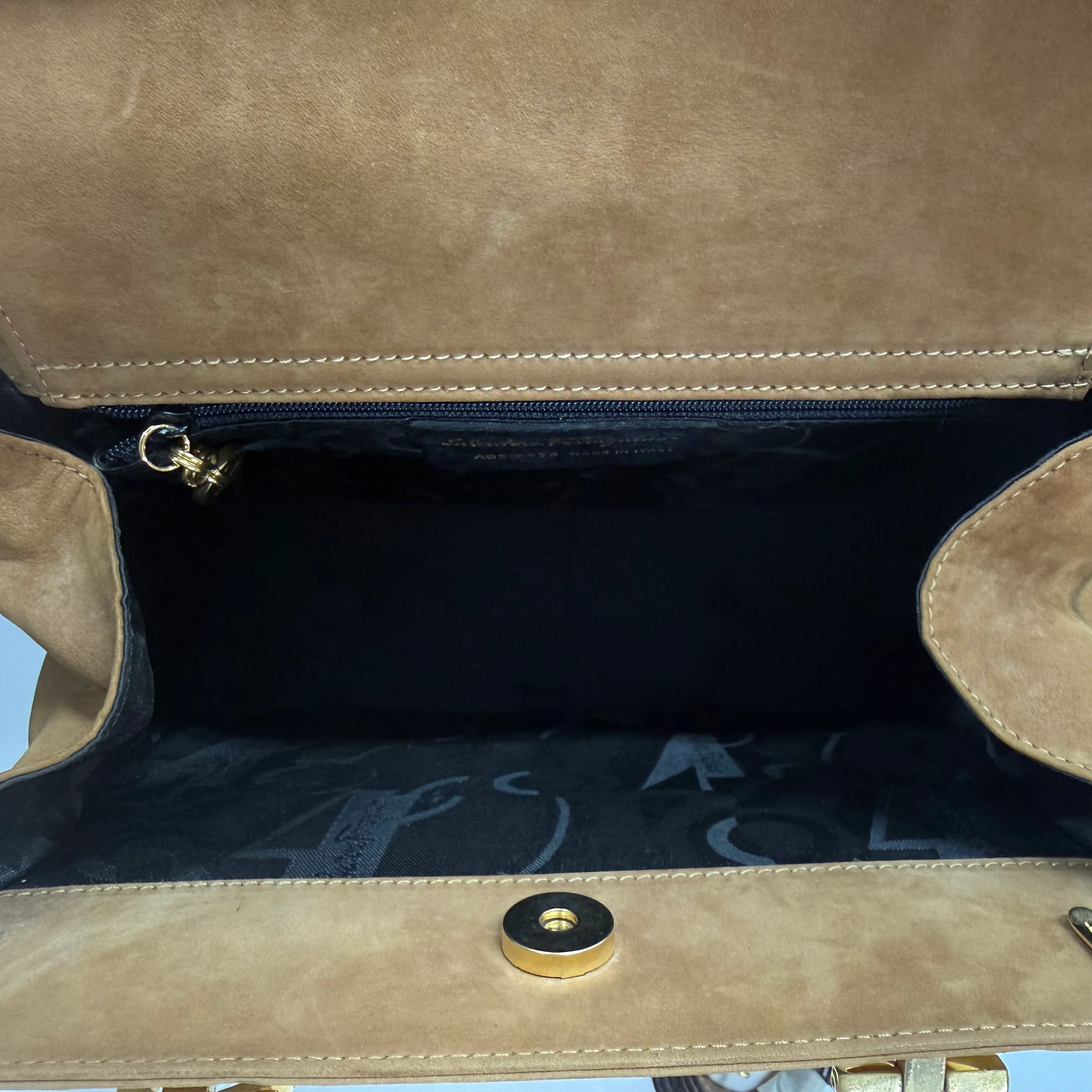 Salvatore Ferragamo | Vintage Gancini Leather Top Handle Bag – Tan (Good Condition) - Image 8