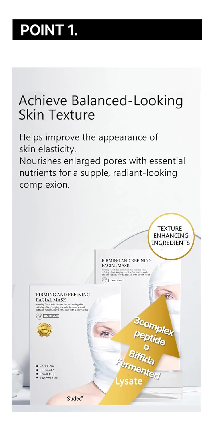 Firming Facial Mask - Visibly Lifts & Refines Skin Korean Face Mask Essence with Collagen Peptides & Antioxidants Hypoallergenic Korean Skincare 5 Sheets, 30g Each - Image 6