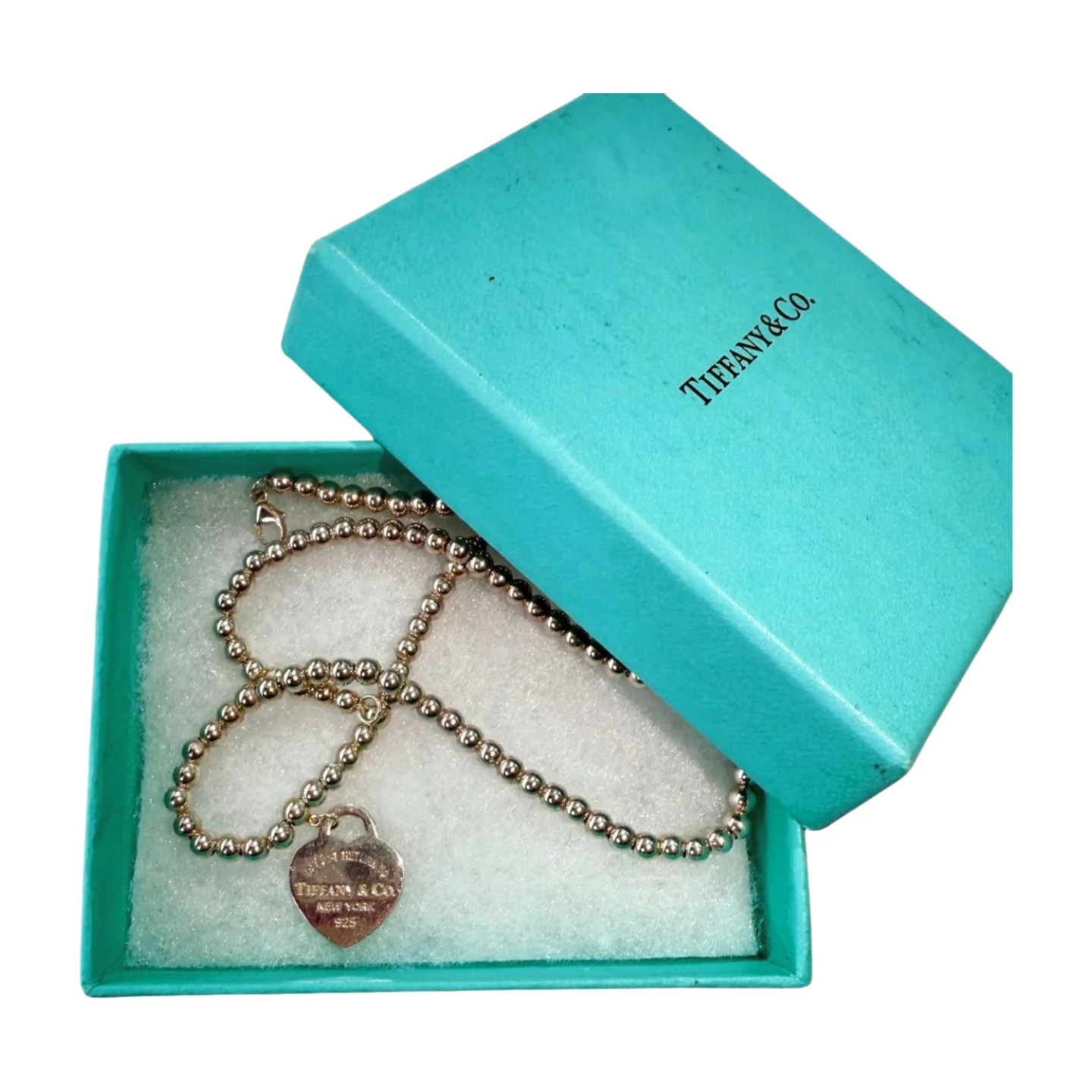 Tiffany | Silver Beads Necklace With Heart Tag (Excellent Condition) - Cons - Image 2
