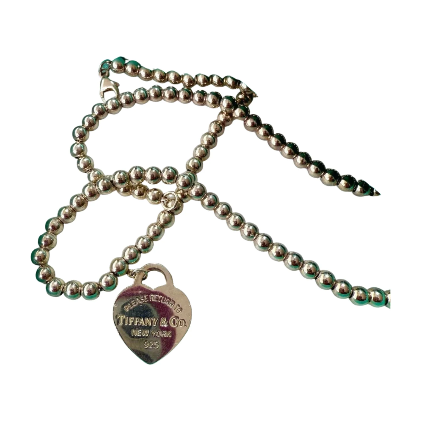 Tiffany | Silver Beads Necklace With Heart Tag (Excellent Condition) - Cons - Image 5