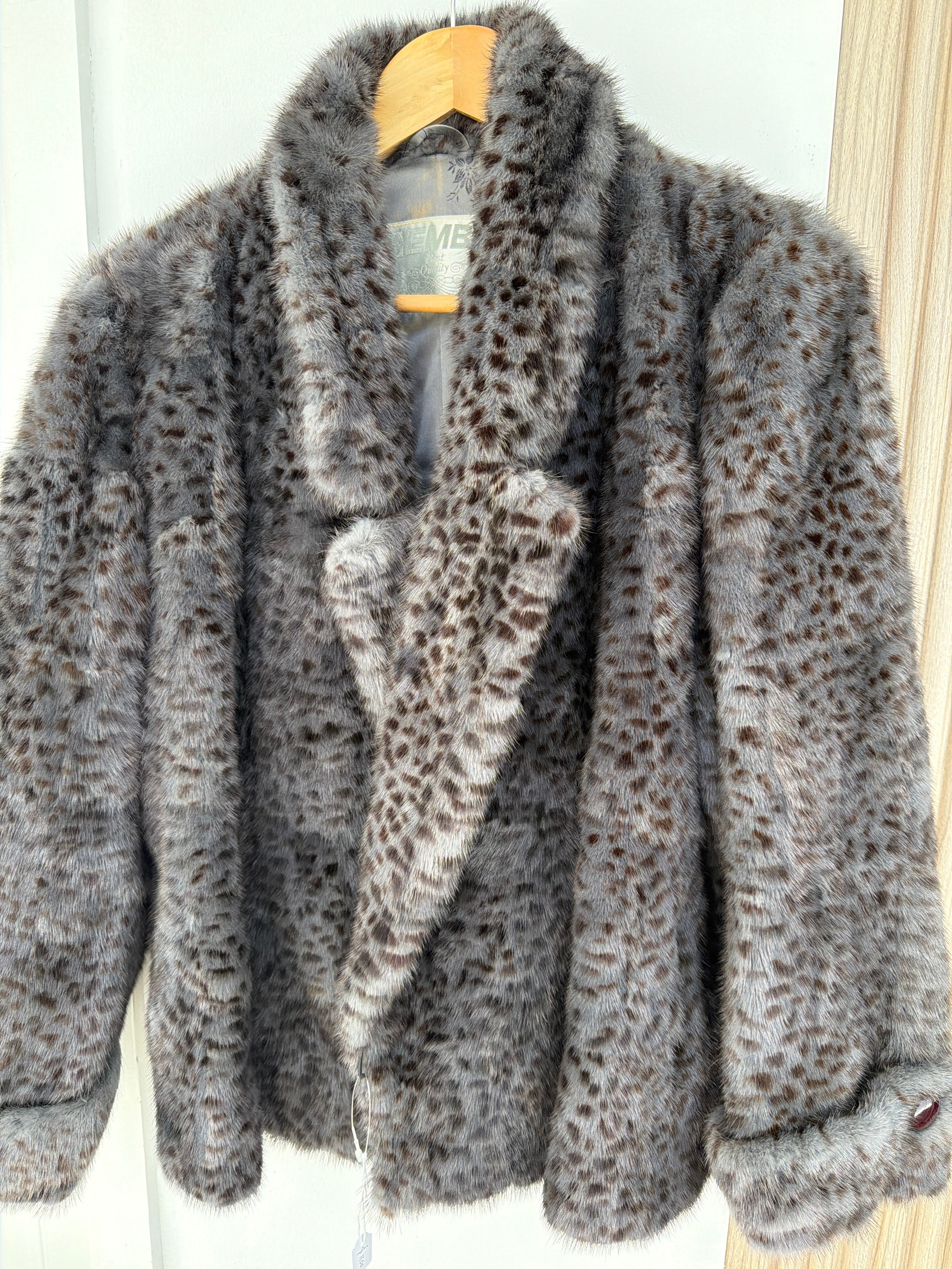Vintage Fur Coat | Emba Blue and Brown Dot Print Fur
